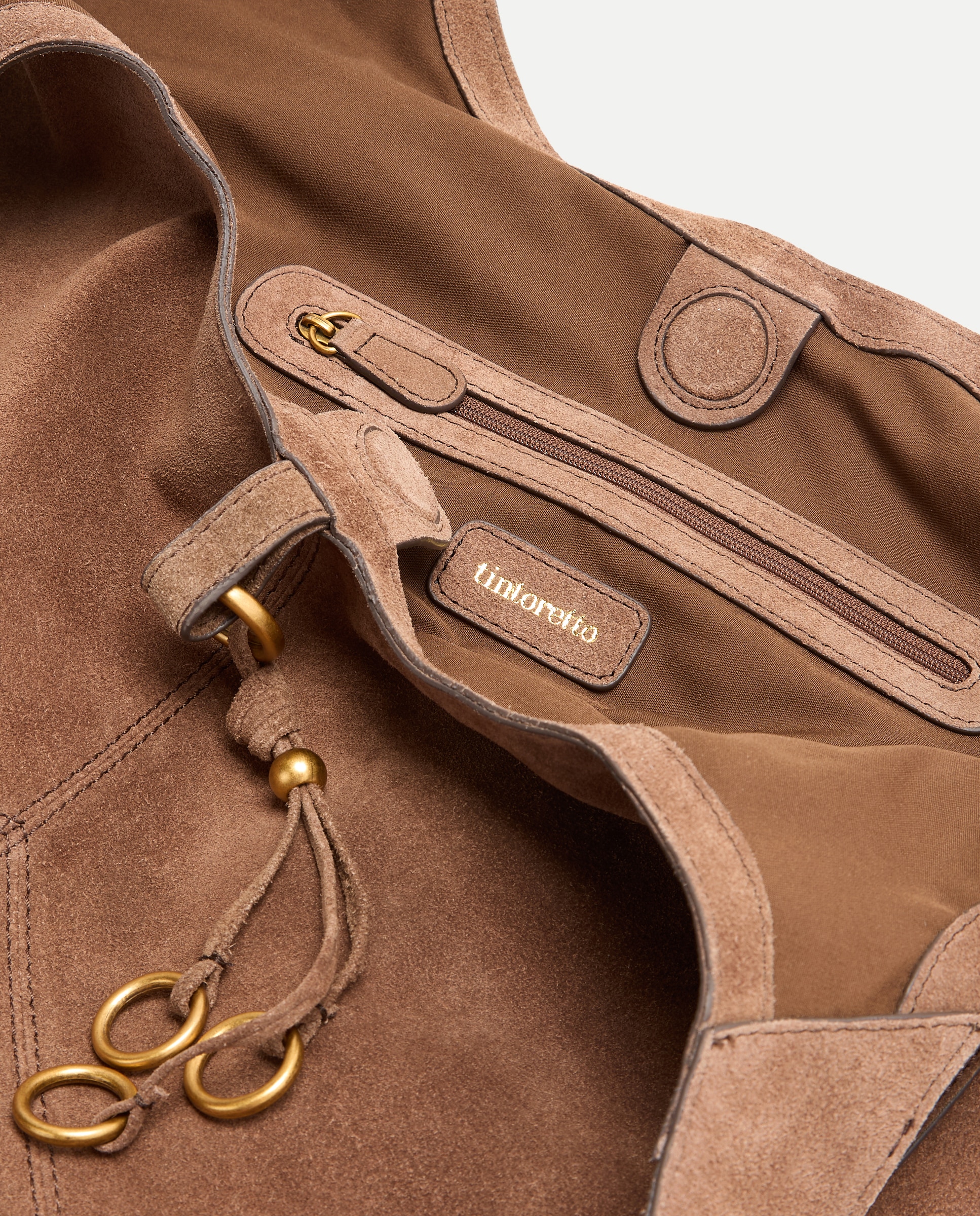 Bolso hobo de piel con charm metálico decorativo - Tintoretto - Chocolate Chocolate-4
