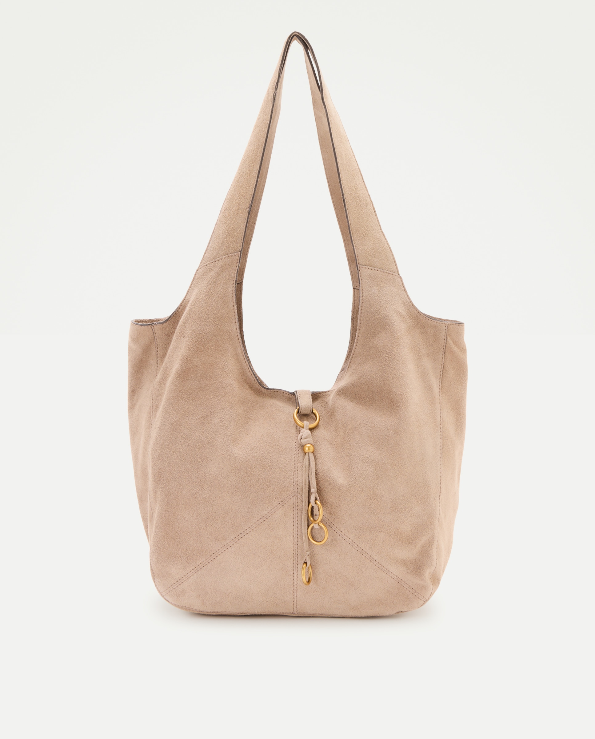 Bolso hobo de piel con charm metálico decorativo - Tintoretto - 820 Gris medio 820 Gris medio-1
