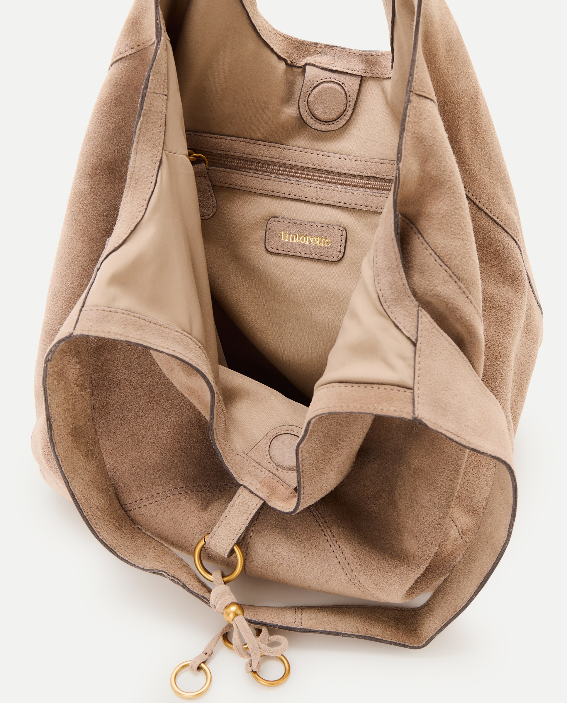 Bolso hobo de piel con charm metálico decorativo - Tintoretto - 820 Gris medio 820 Gris medio-3