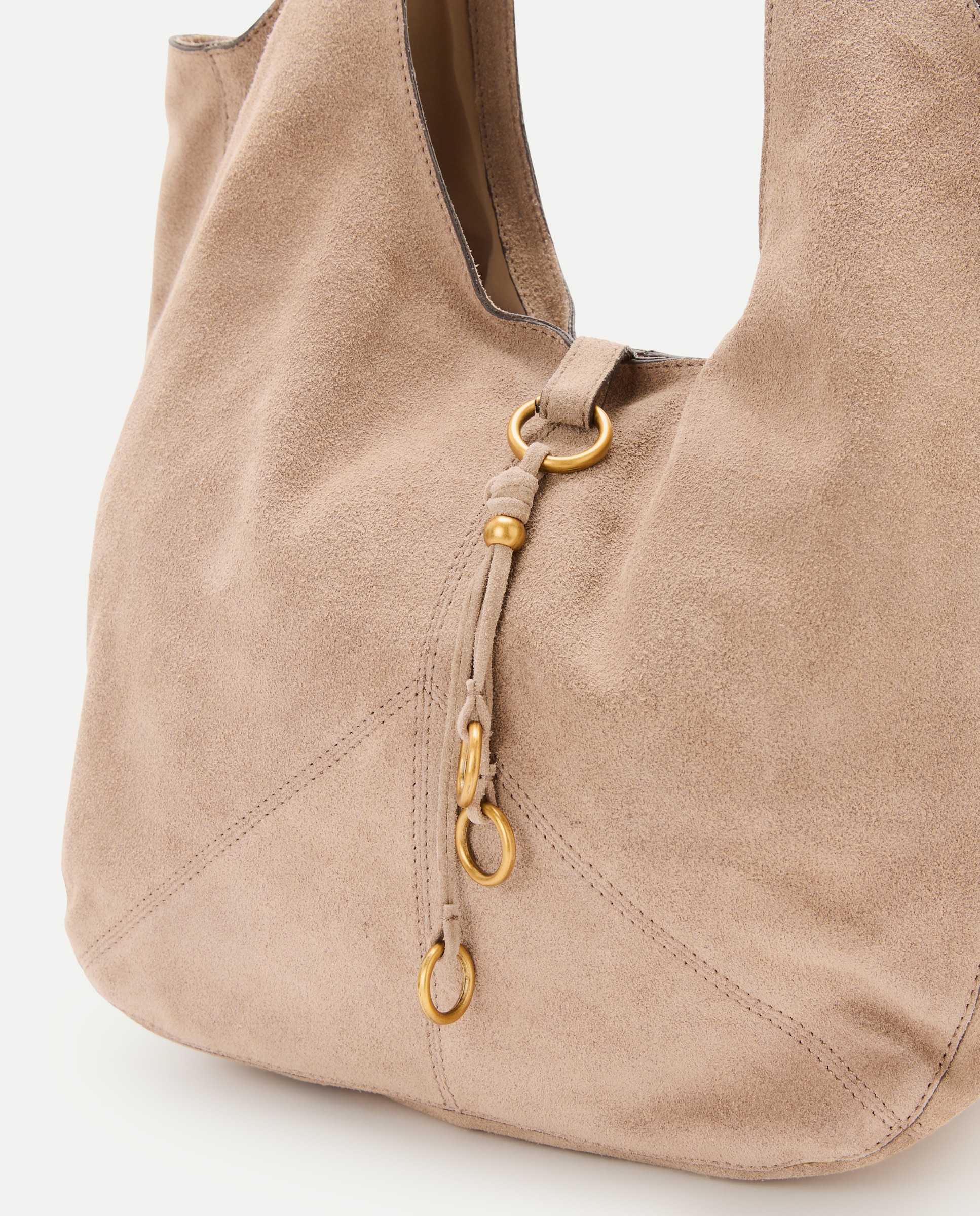 Bolso hobo de piel con charm metálico decorativo - Tintoretto - 820 Gris medio 820 Gris medio-4