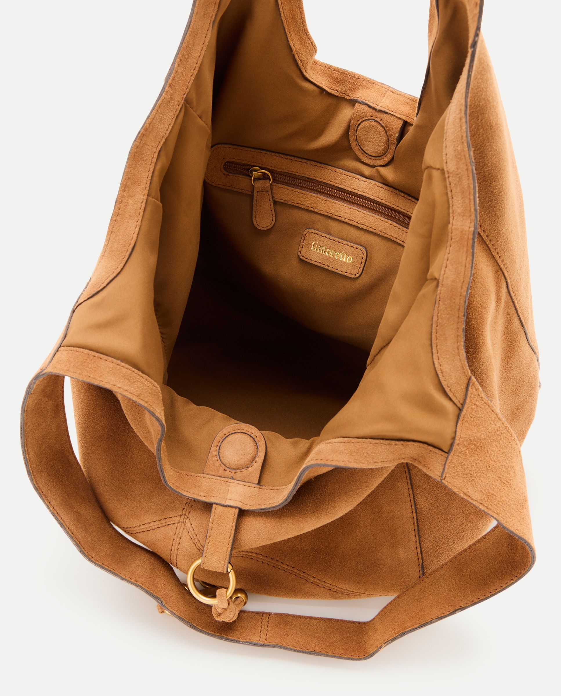 Mala Hobo em Pele com Conta Metálica Decorativa 730 Camel-3