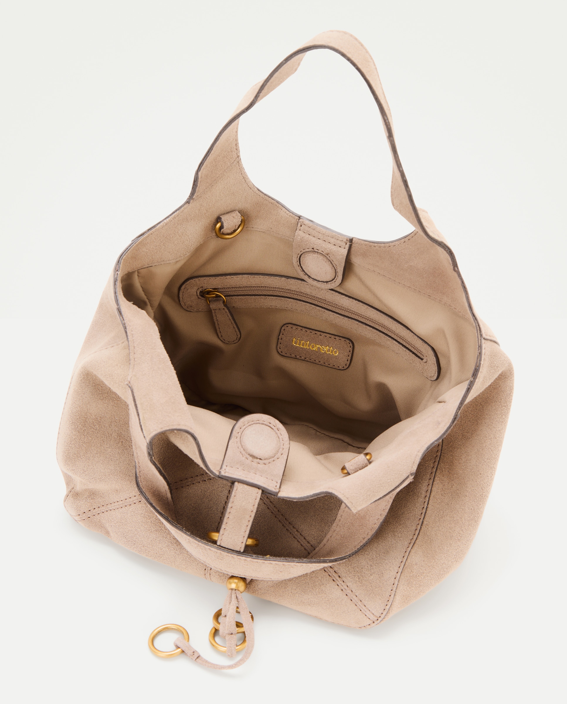 Bolso de mano de piel con charm y asa larga - Tintoretto - 820 Gris medio 820 Gris medio-3