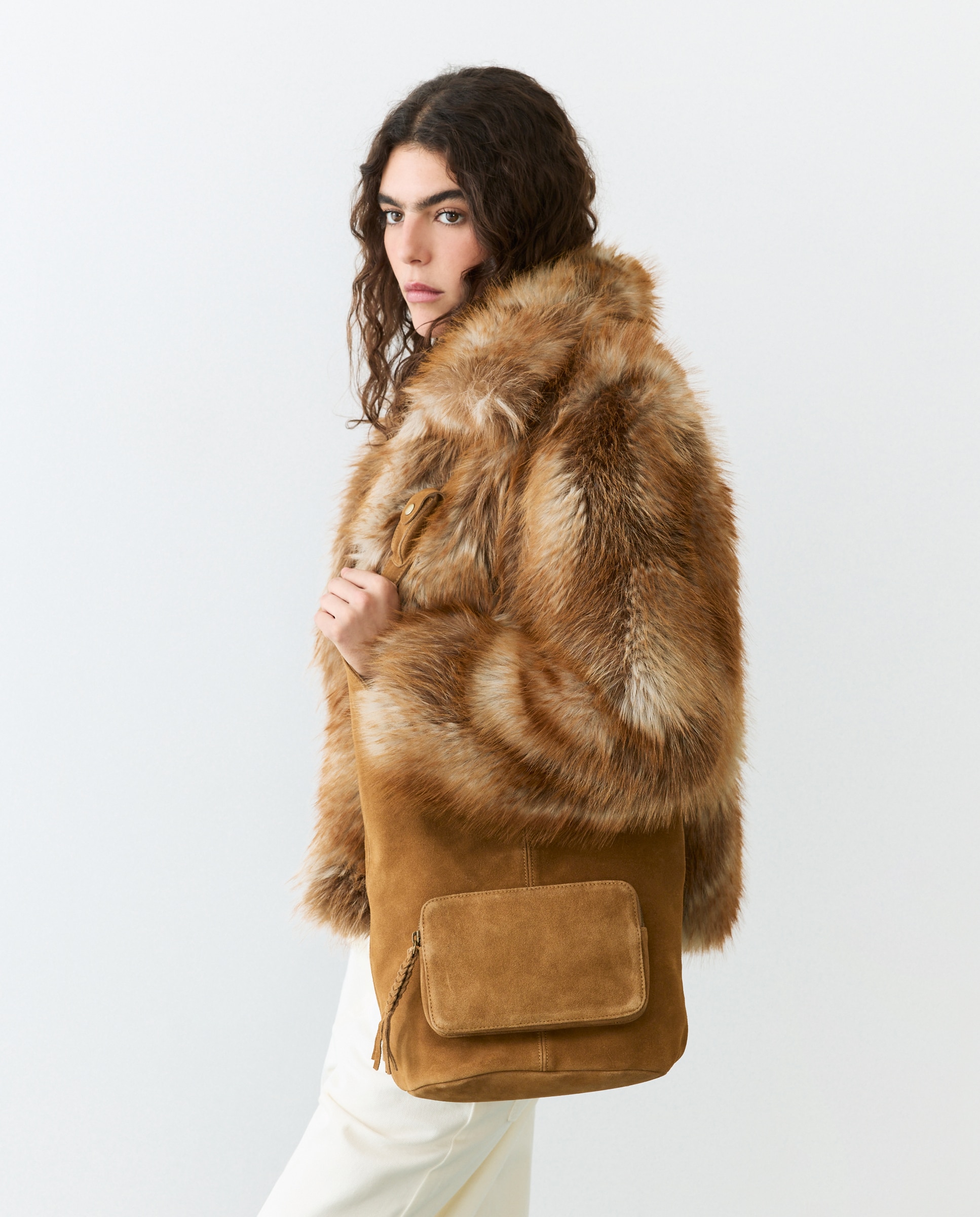 Imagen 5 de Bolso de hombro de piel con asa larga - Tintoretto - 730 Camel 730 Camel