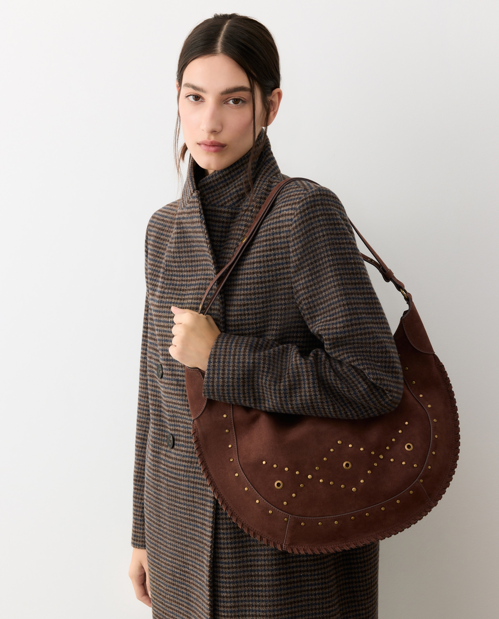 Bolso de hombro con mini tachas - Tintoretto - Chocolate Chocolate-7