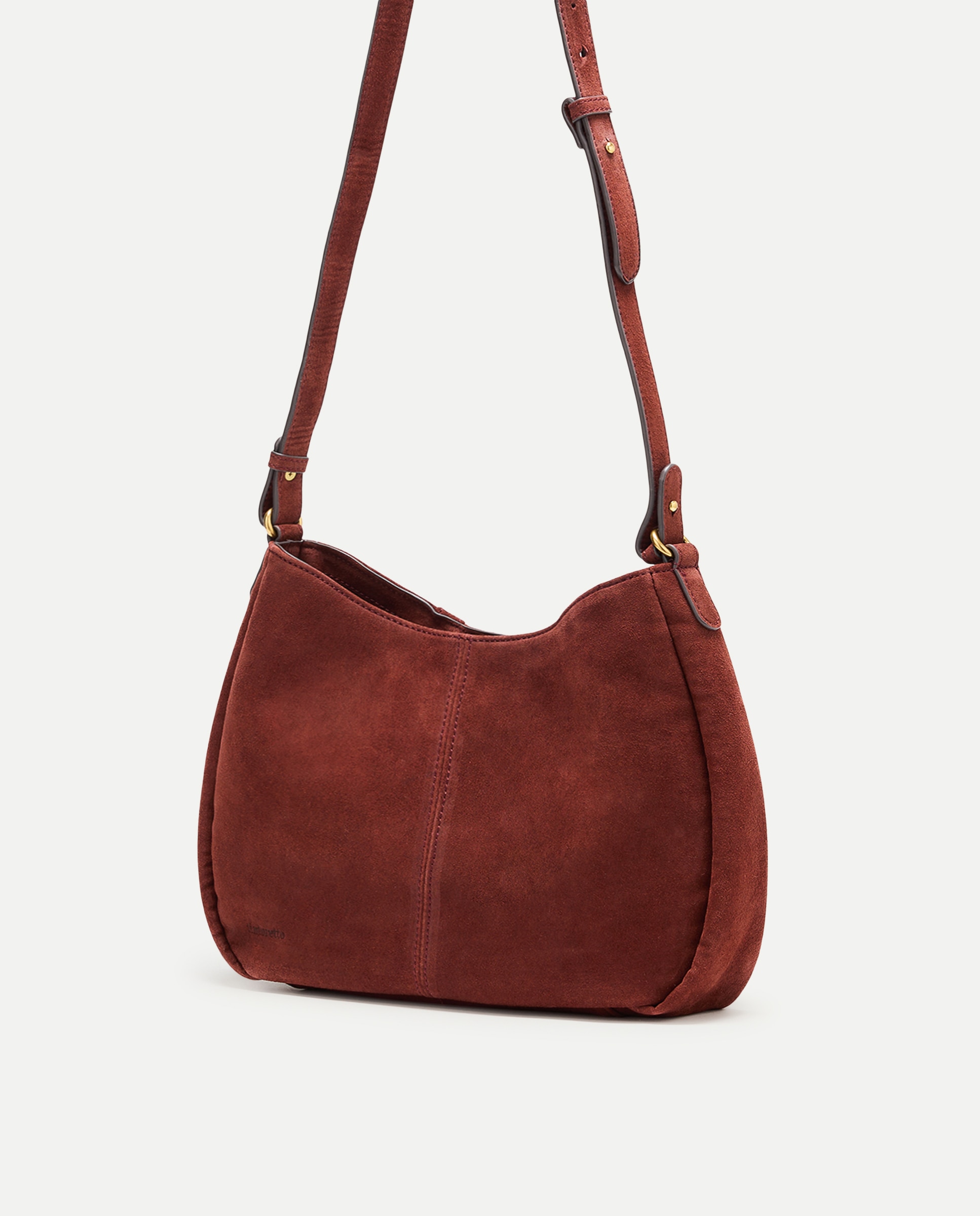 Bolso de hombro mediano de piel con flecos - Tintoretto - Burdeos Burdeos-2