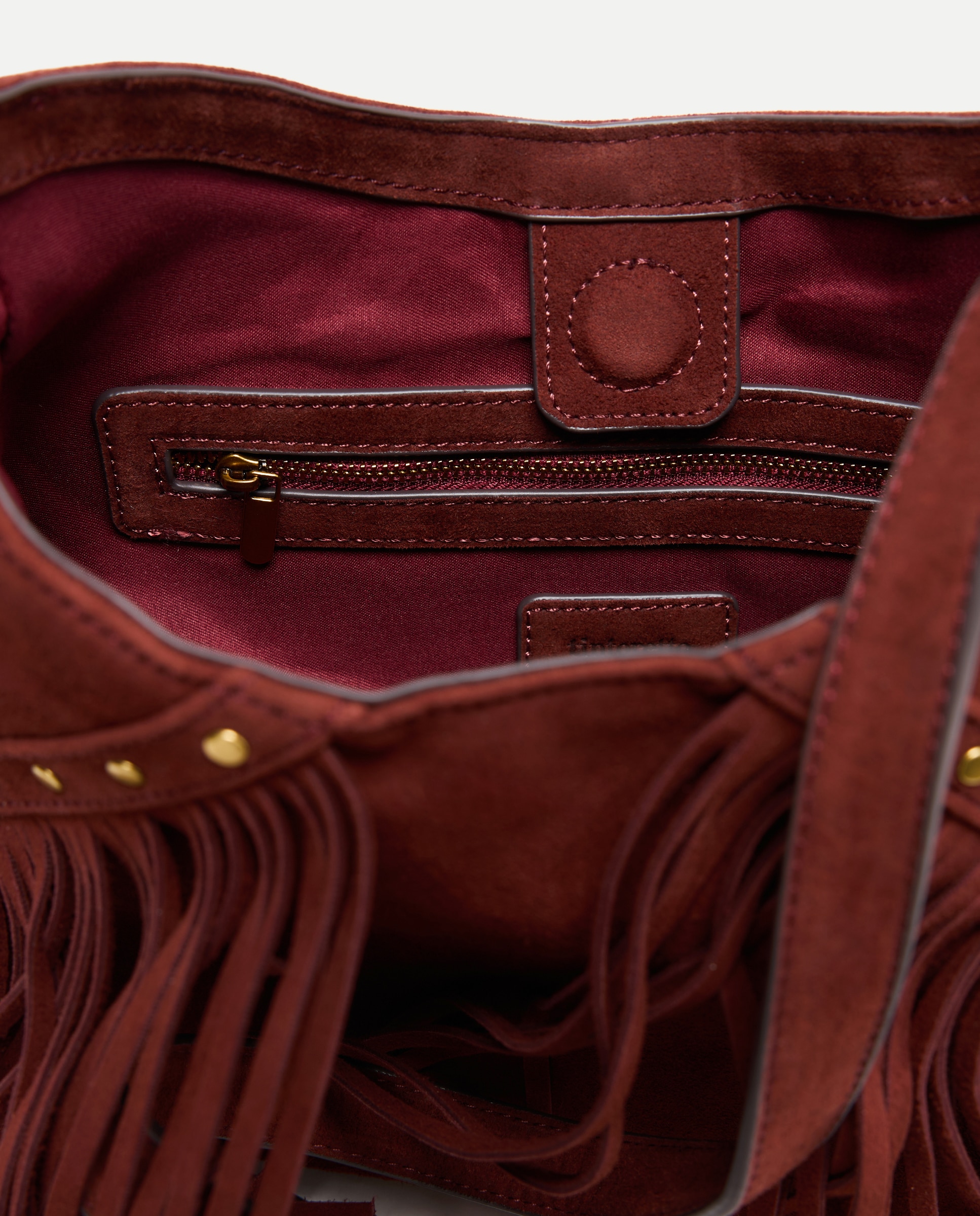 Bolso de hombro mediano de piel con flecos - Tintoretto - Burdeos Burdeos-4