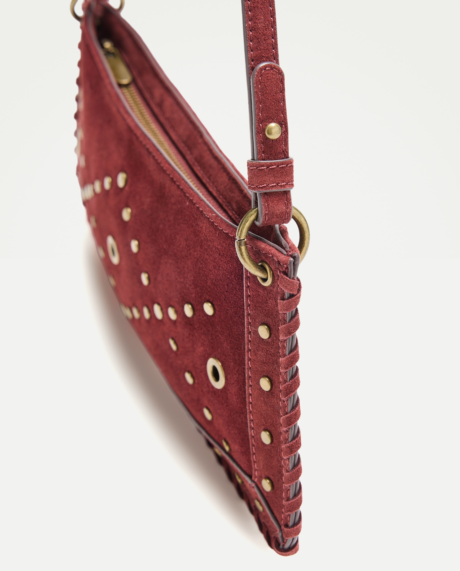 Bolso bandolera con mini tachas y doble asa - Tintoretto - Burdeos Burdeos-3