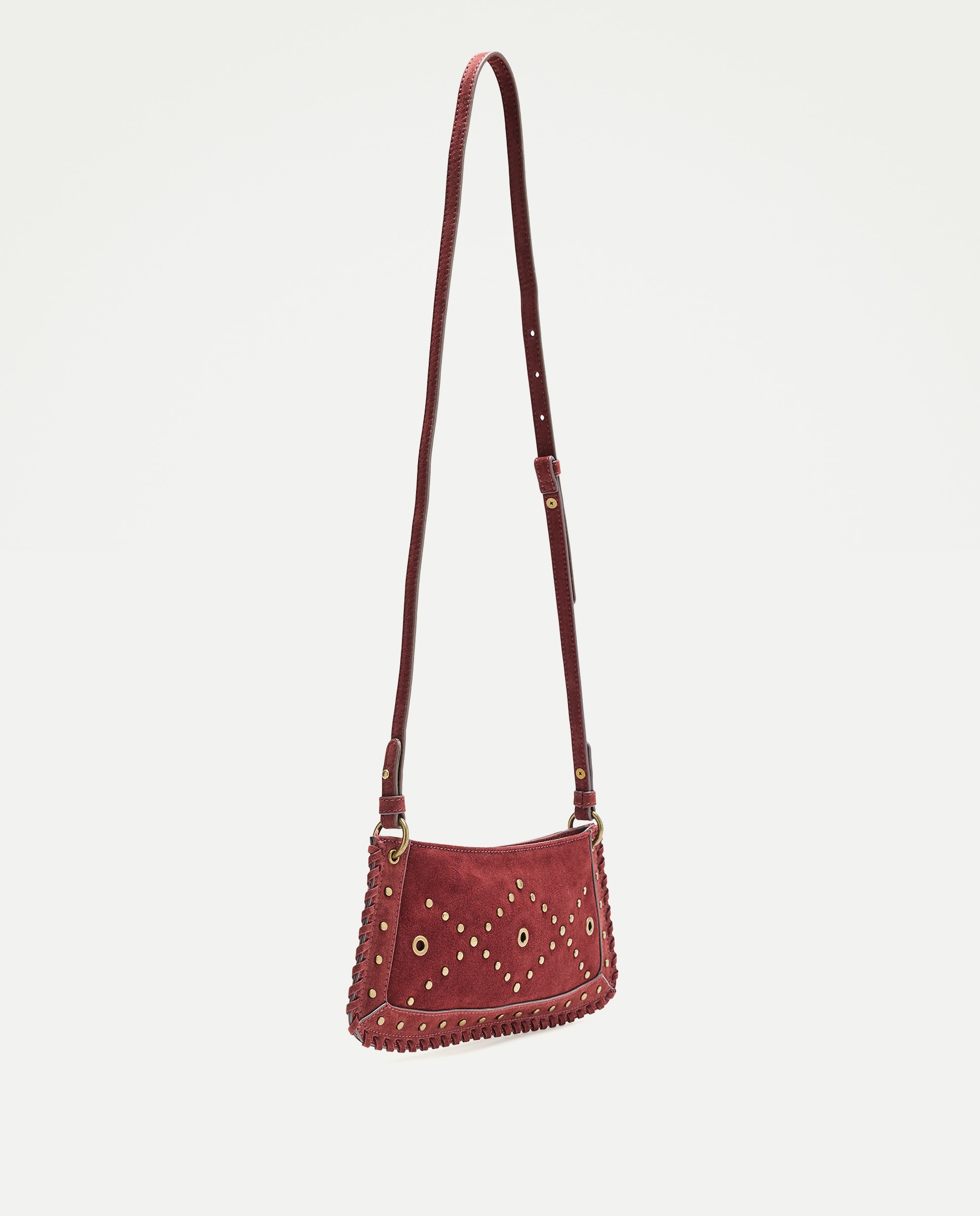 Bolso bandolera con mini tachas y doble asa - Tintoretto - Burdeos Burdeos-5