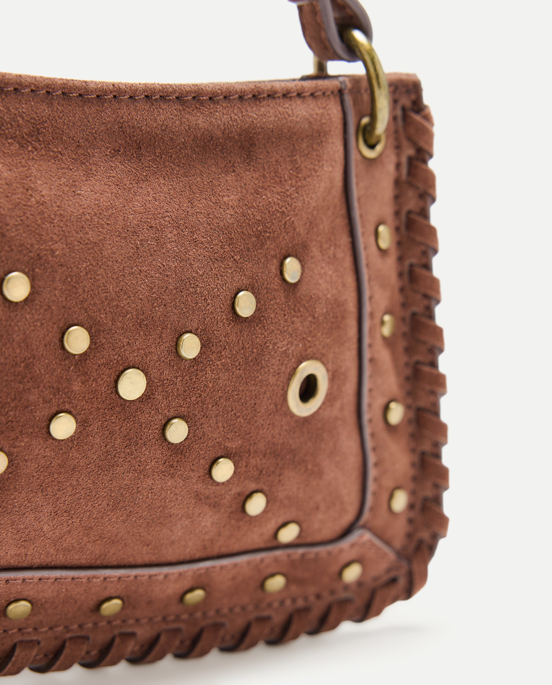 Bolso bandolera con mini tachas y doble asa - Tintoretto - Chocolate Chocolate-4