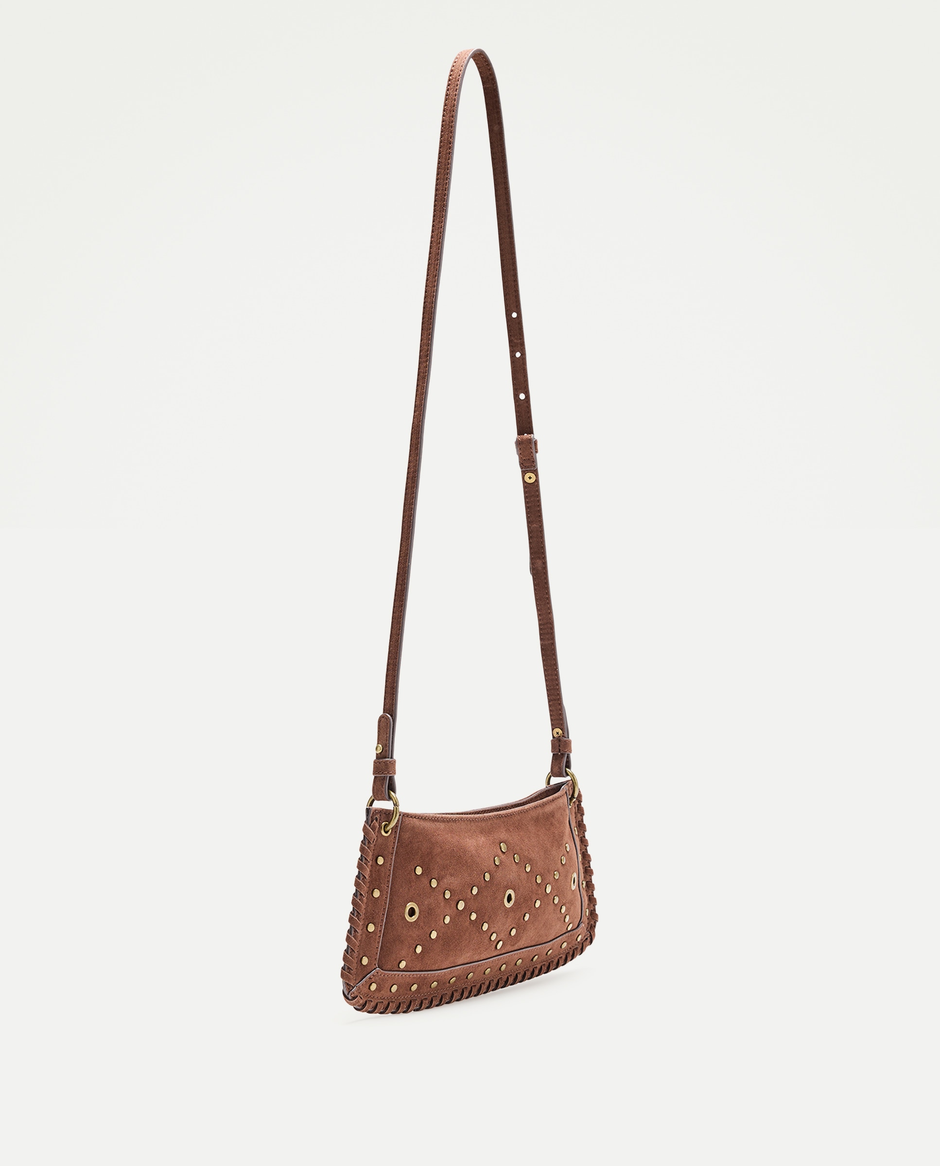 Bolso bandolera con mini tachas y doble asa - Tintoretto - Chocolate Chocolate-5