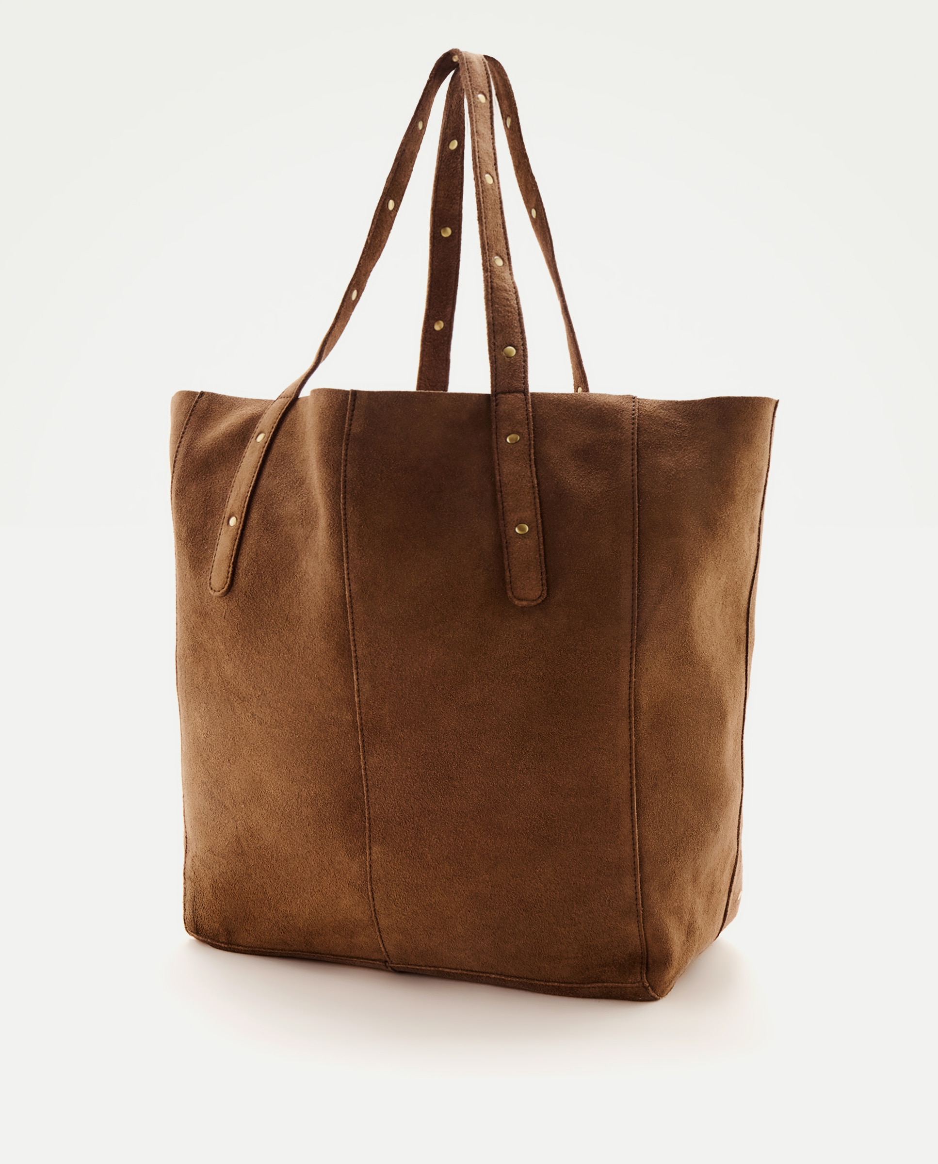 Mala Shopper em Pele com Mini Tachas Castanho-2