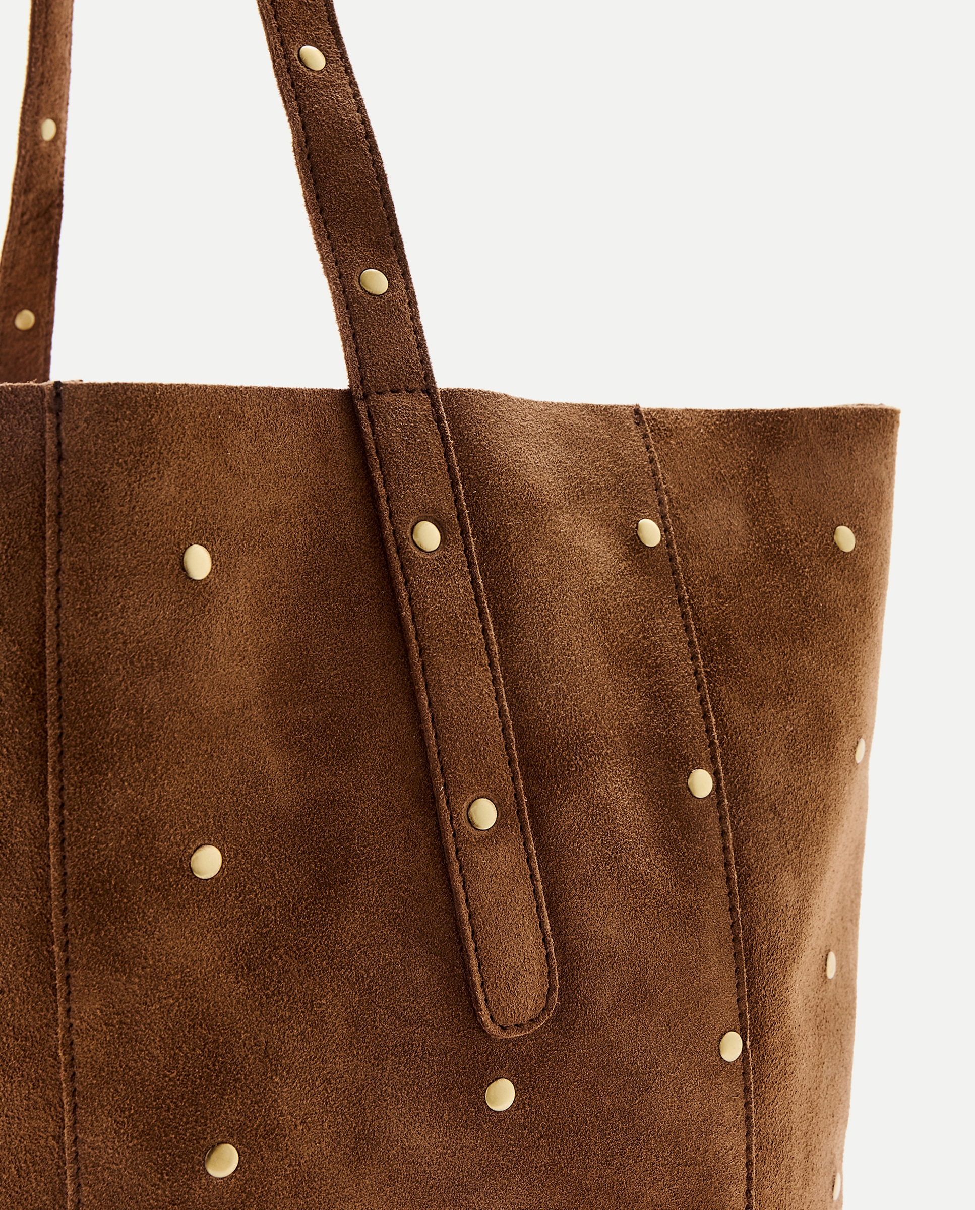 Mala Shopper em Pele com Mini Tachas Castanho-3