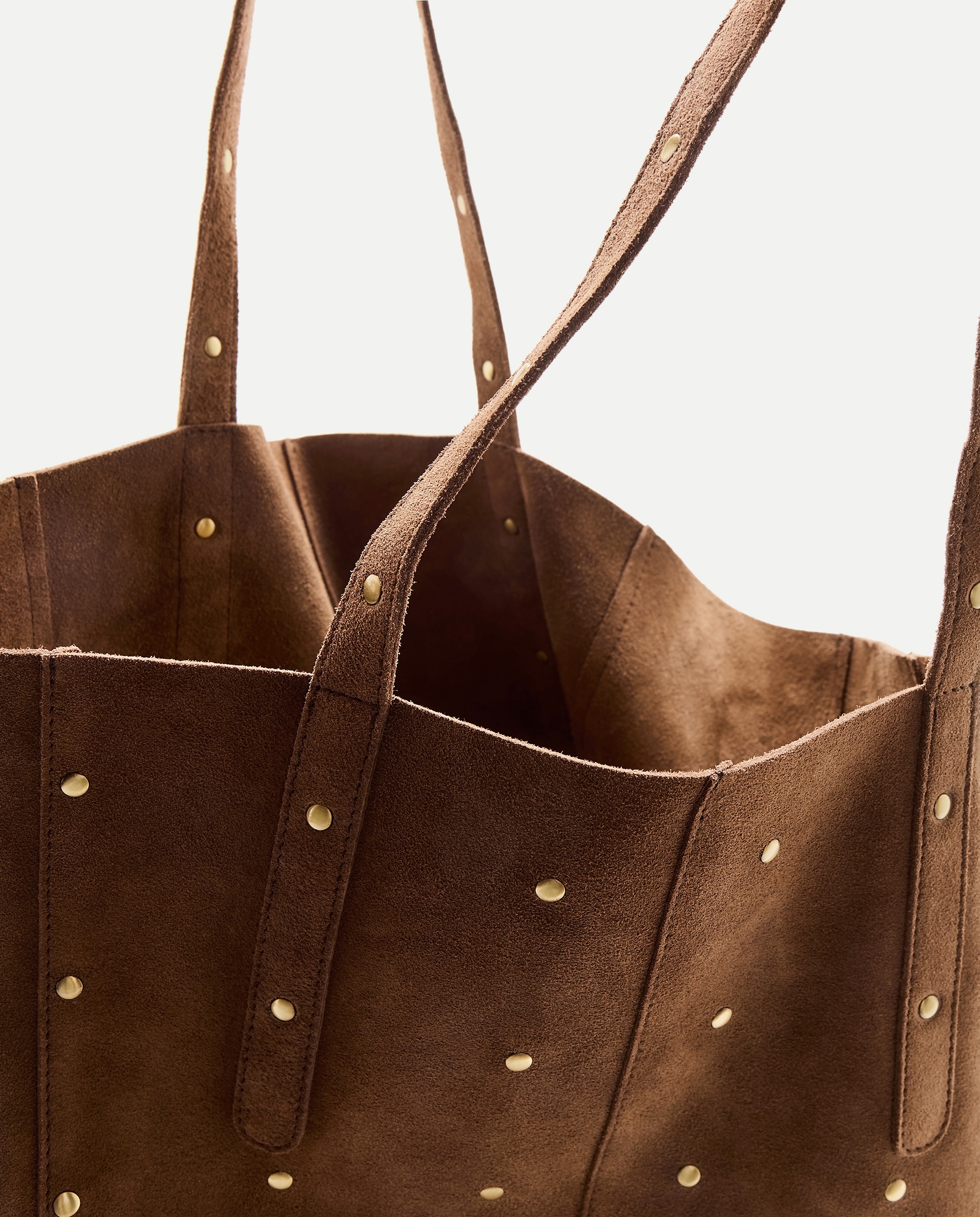 Mala Shopper em Pele com Mini Tachas Castanho-4