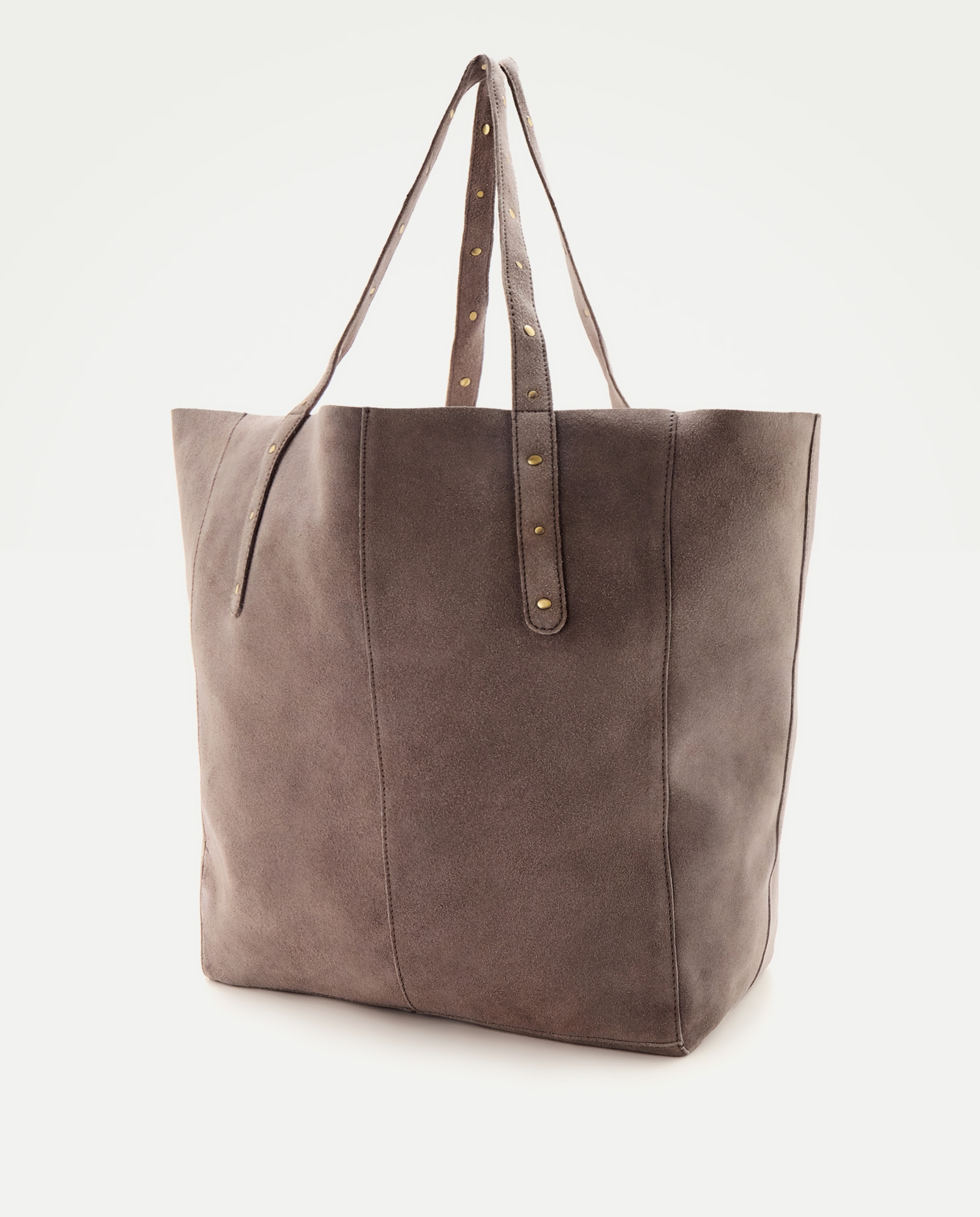 Mala Shopper em Pele com Mini Tachas 820 Cinzento Médio-2
