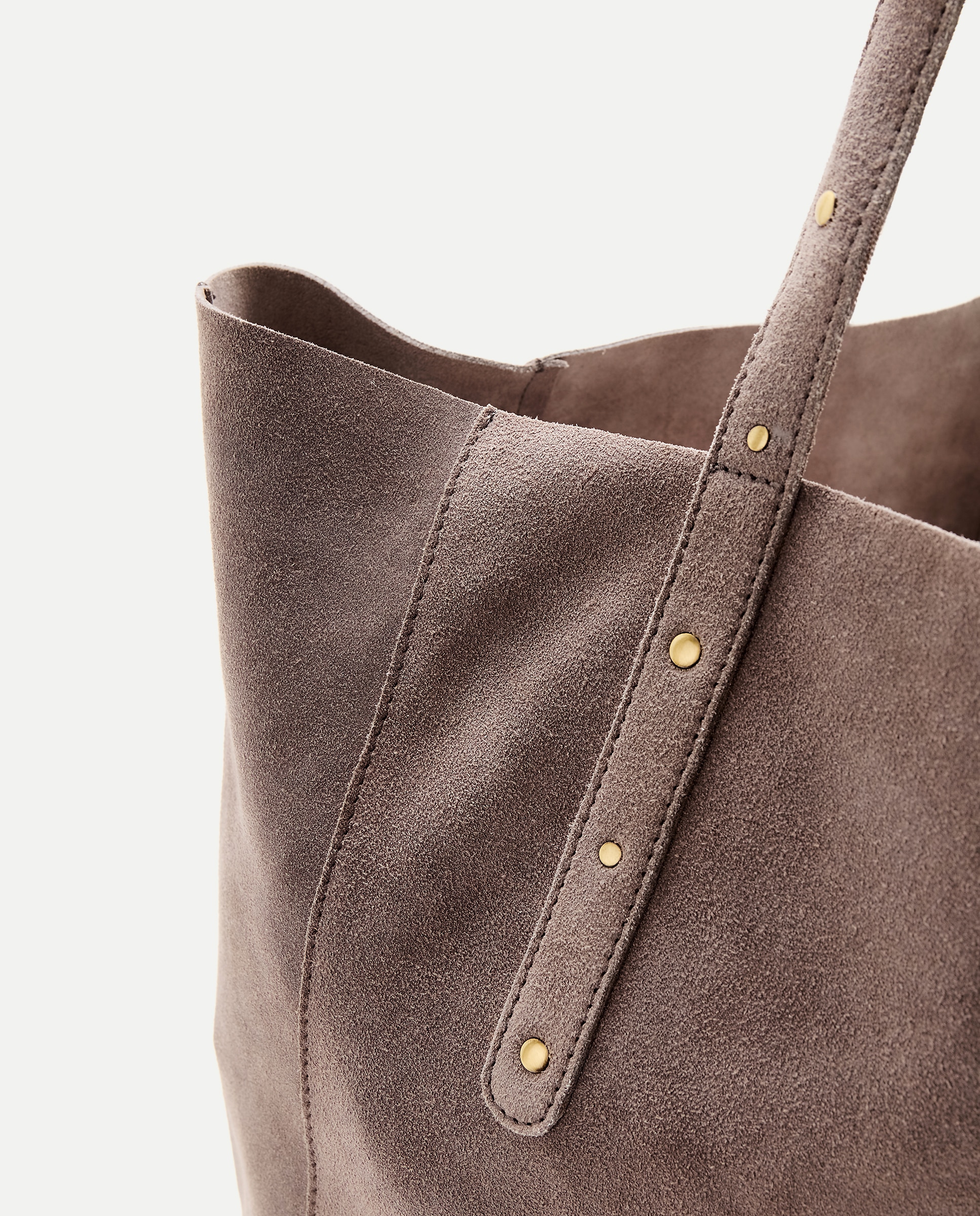 Mala Shopper em Pele com Mini Tachas 820 Cinzento Médio-3