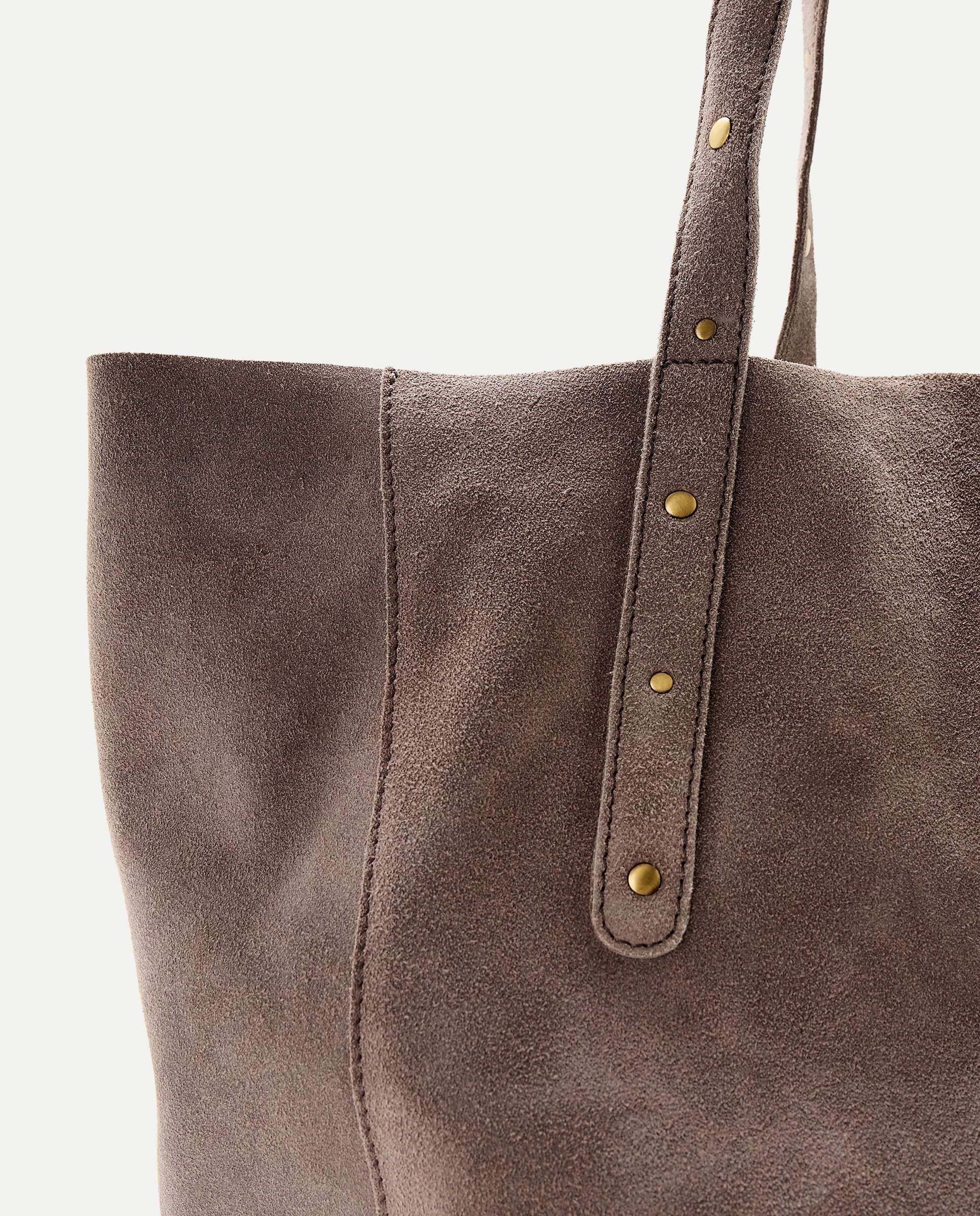 Mala Shopper em Pele com Mini Tachas 820 Cinzento Médio-4