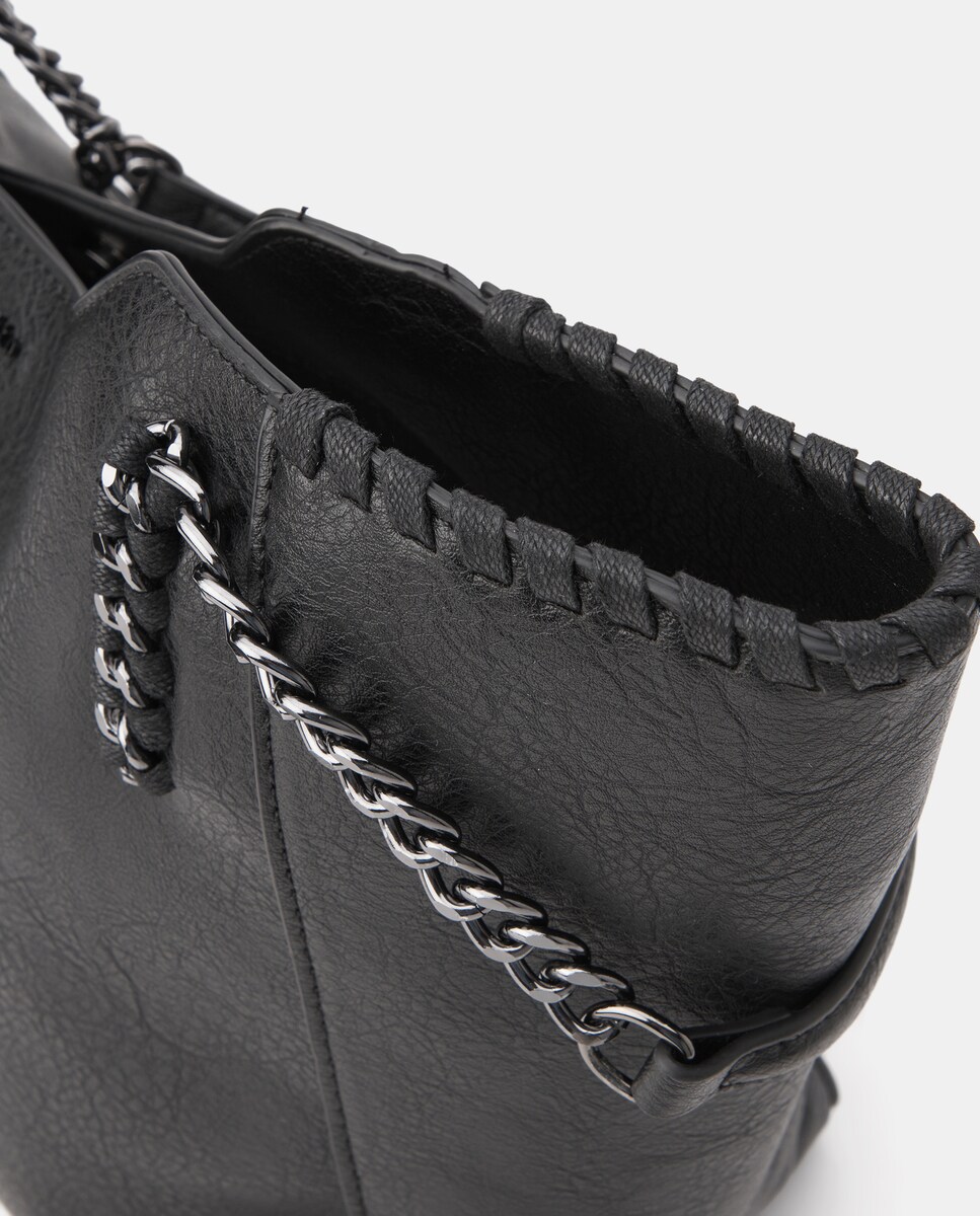 Mala Shopper Grande com Correntes Preto Intenso-3