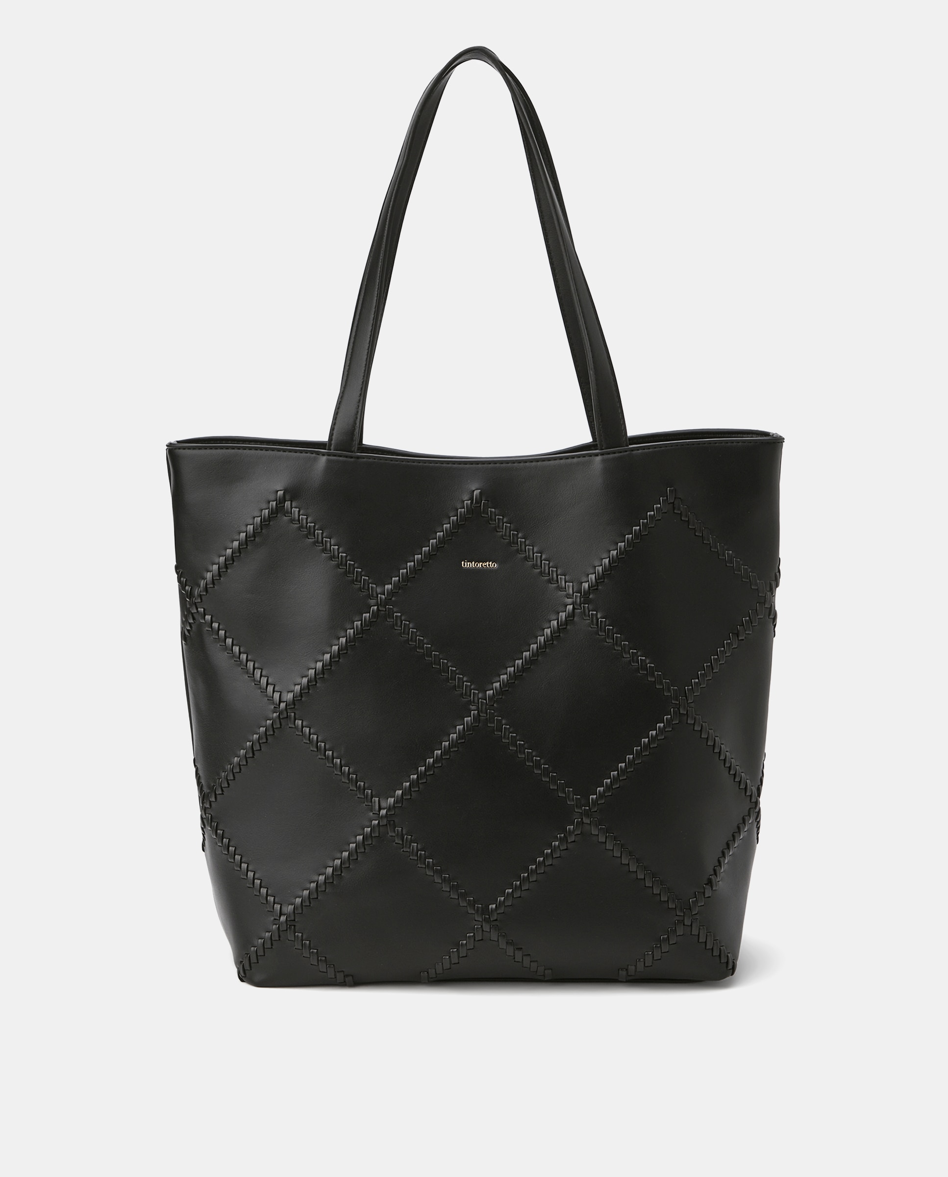 Mala Shopper com Detalhe Entrançado Preto-1