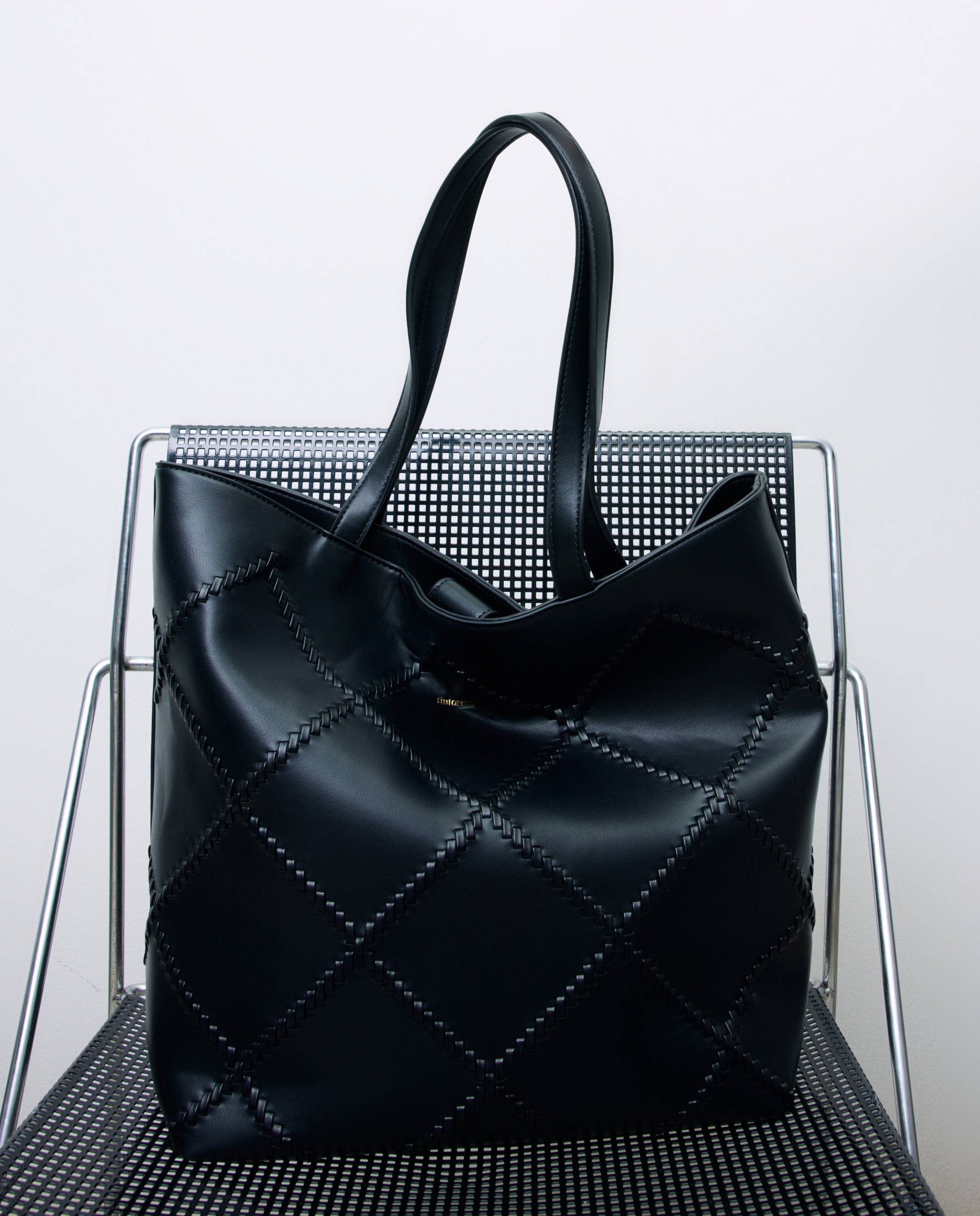Mala Shopper com Detalhe Entrançado Preto-4