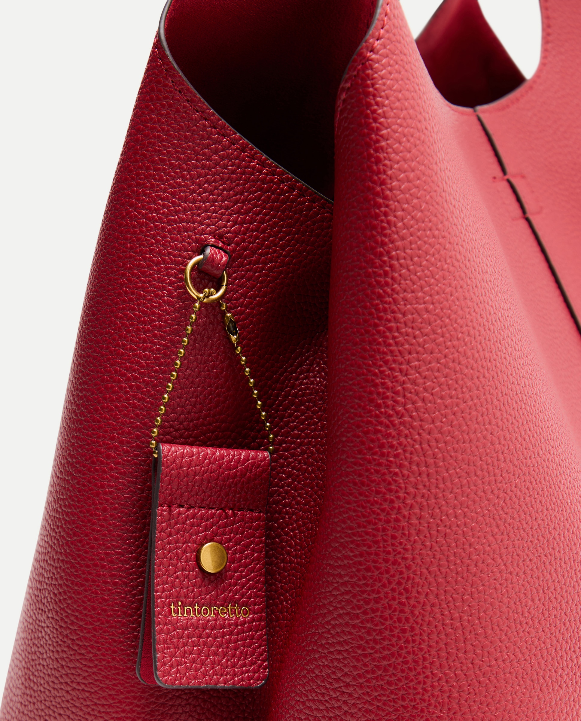 Mala de Ombro com Efeito de Pele e Bolso Interior 600 Vermelho-4