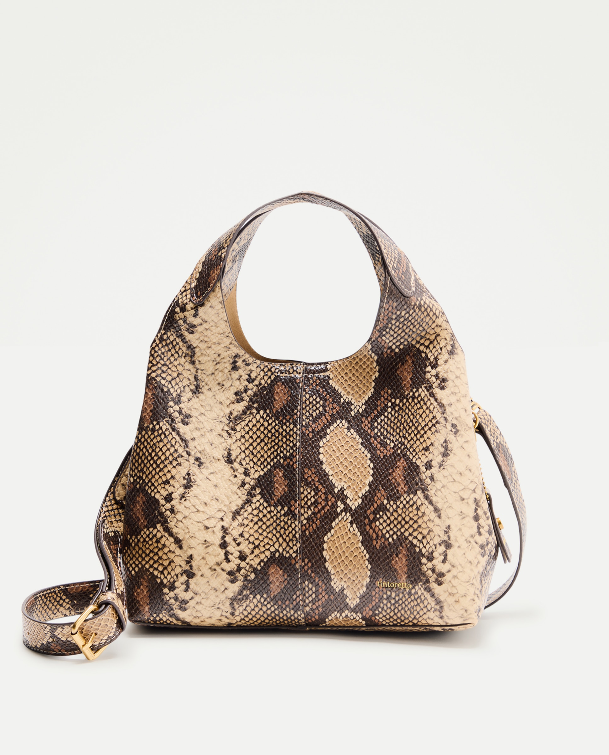 Bolso bandolera con efecto piel y asa larga Beige