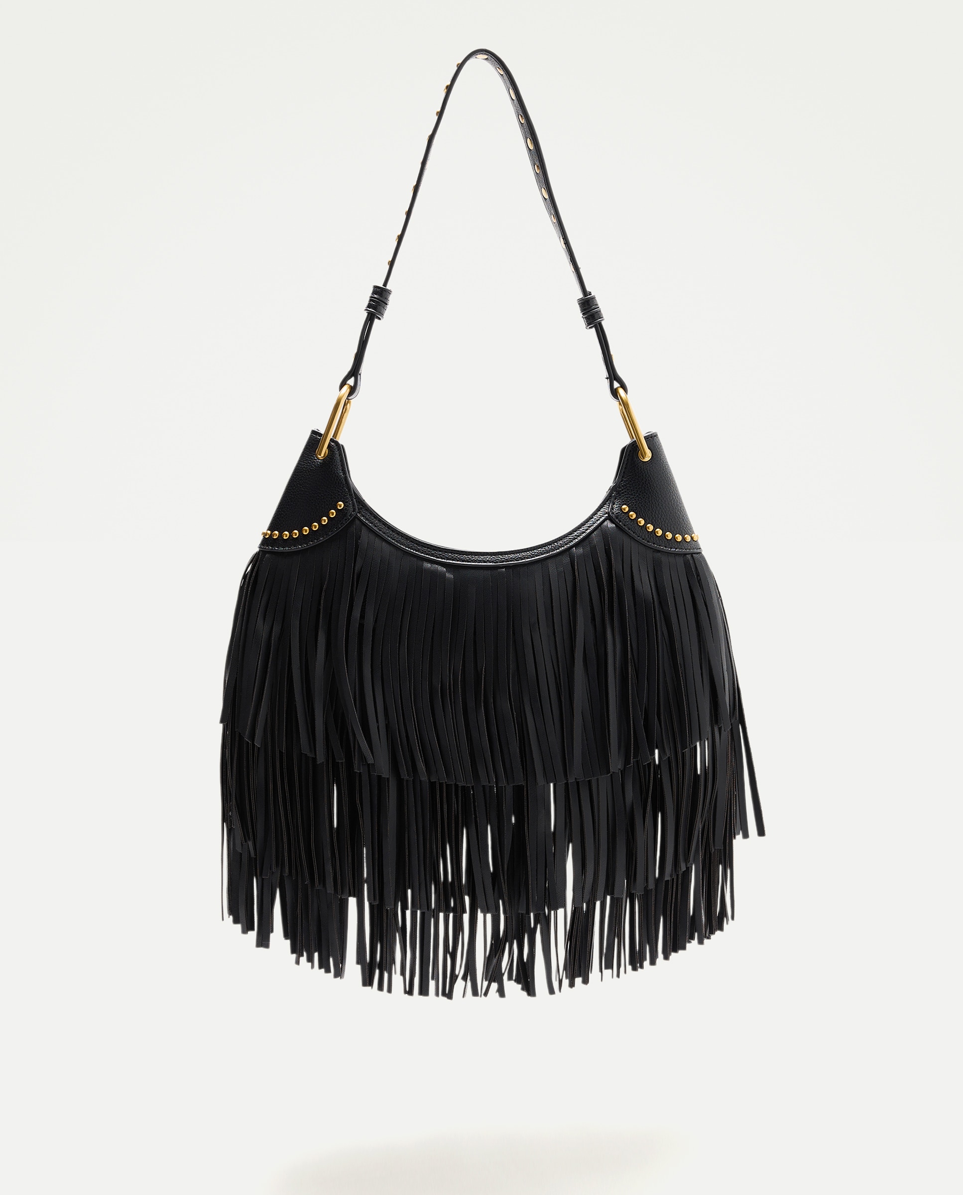 Mala de Ombro Média com Franjas Preto-1