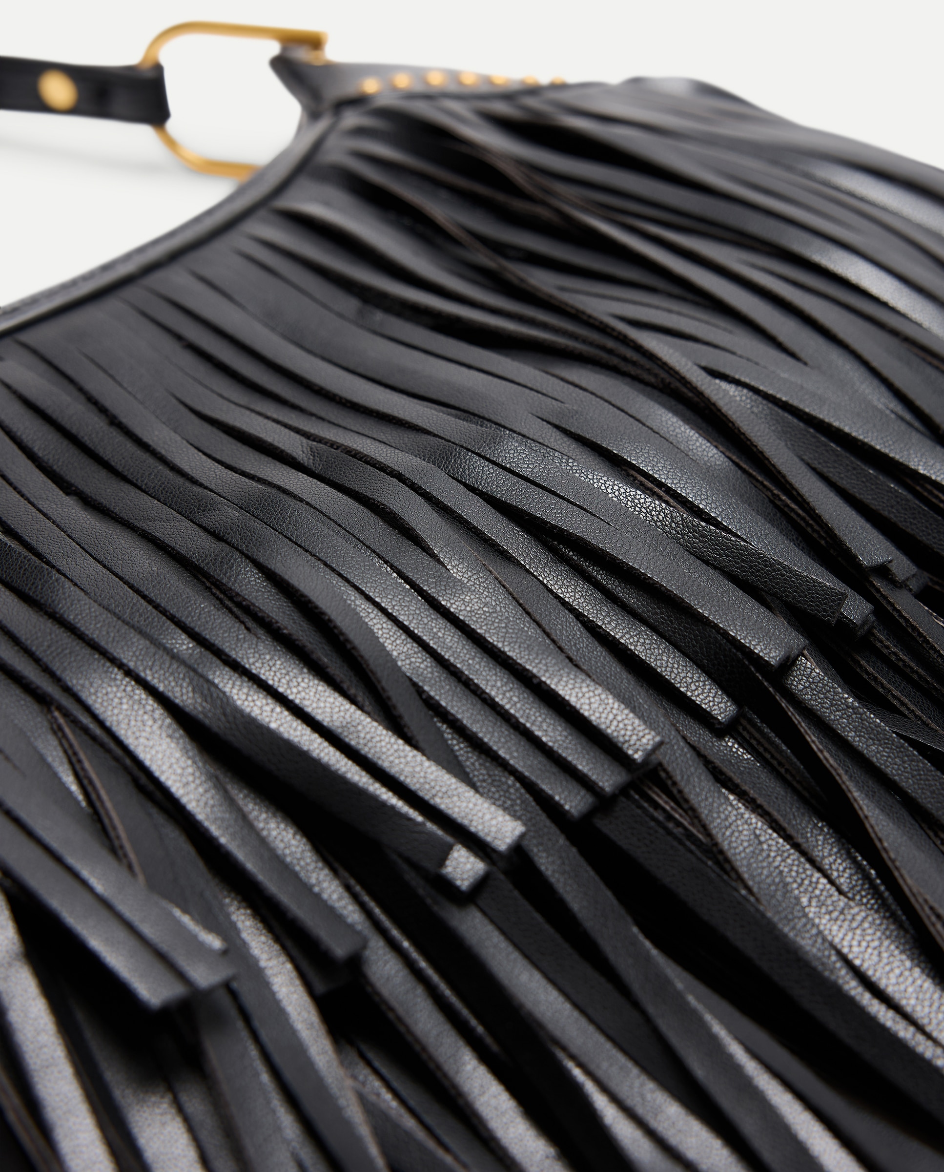 Mala de Ombro Média com Franjas Preto-4