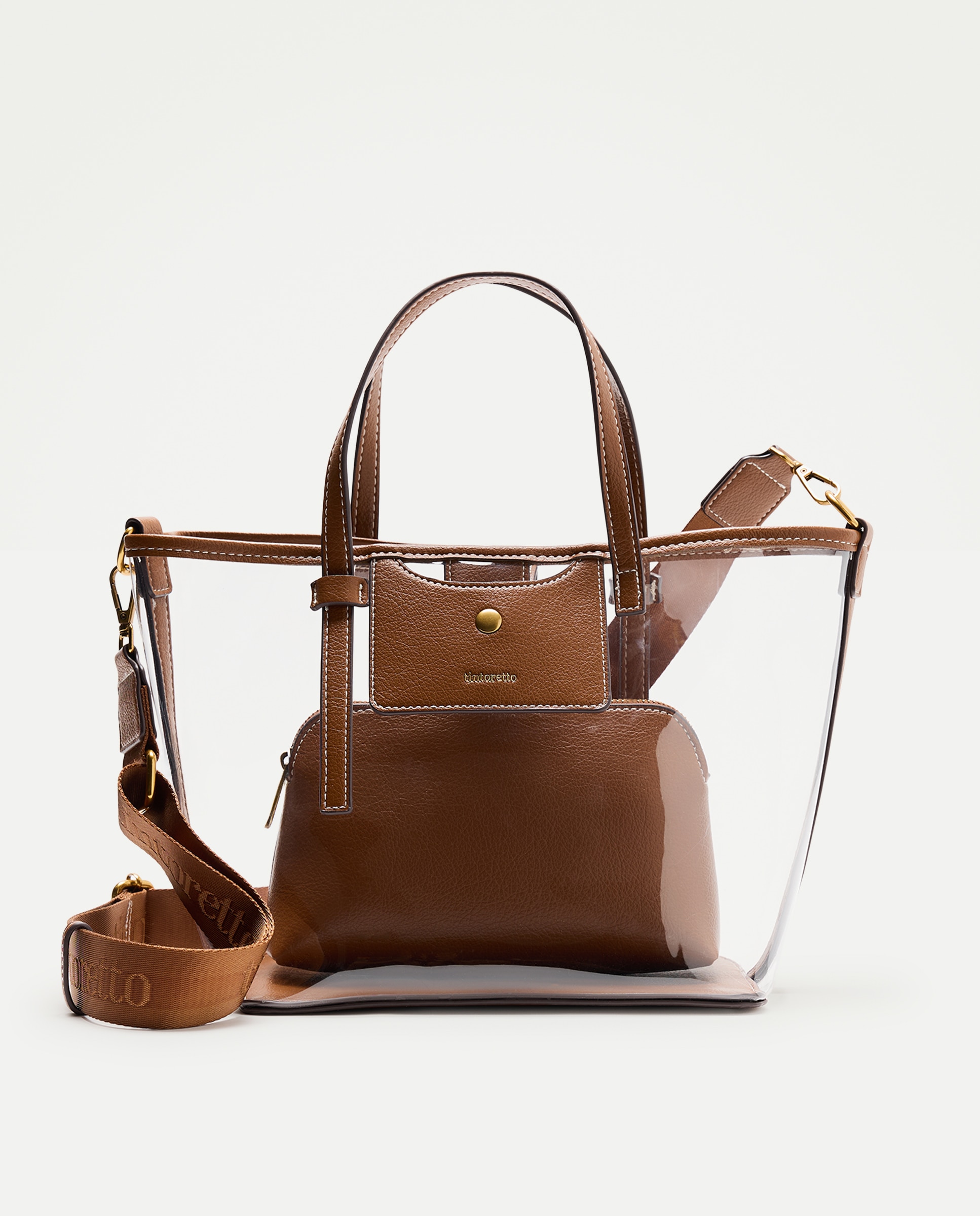 Mala Shopper Transparente com Nécessaire Branco-1