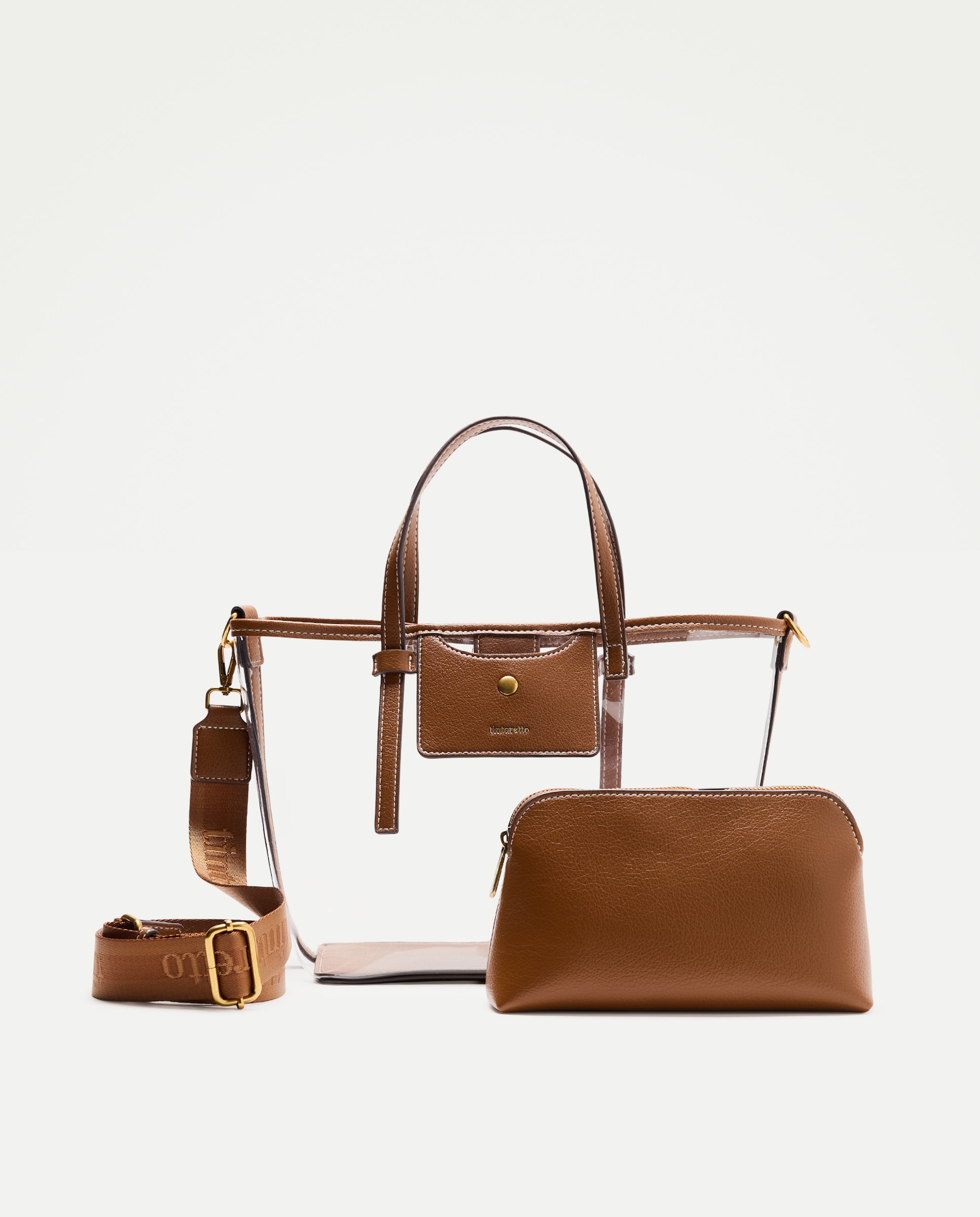 Mala Shopper Transparente com Nécessaire Branco-3