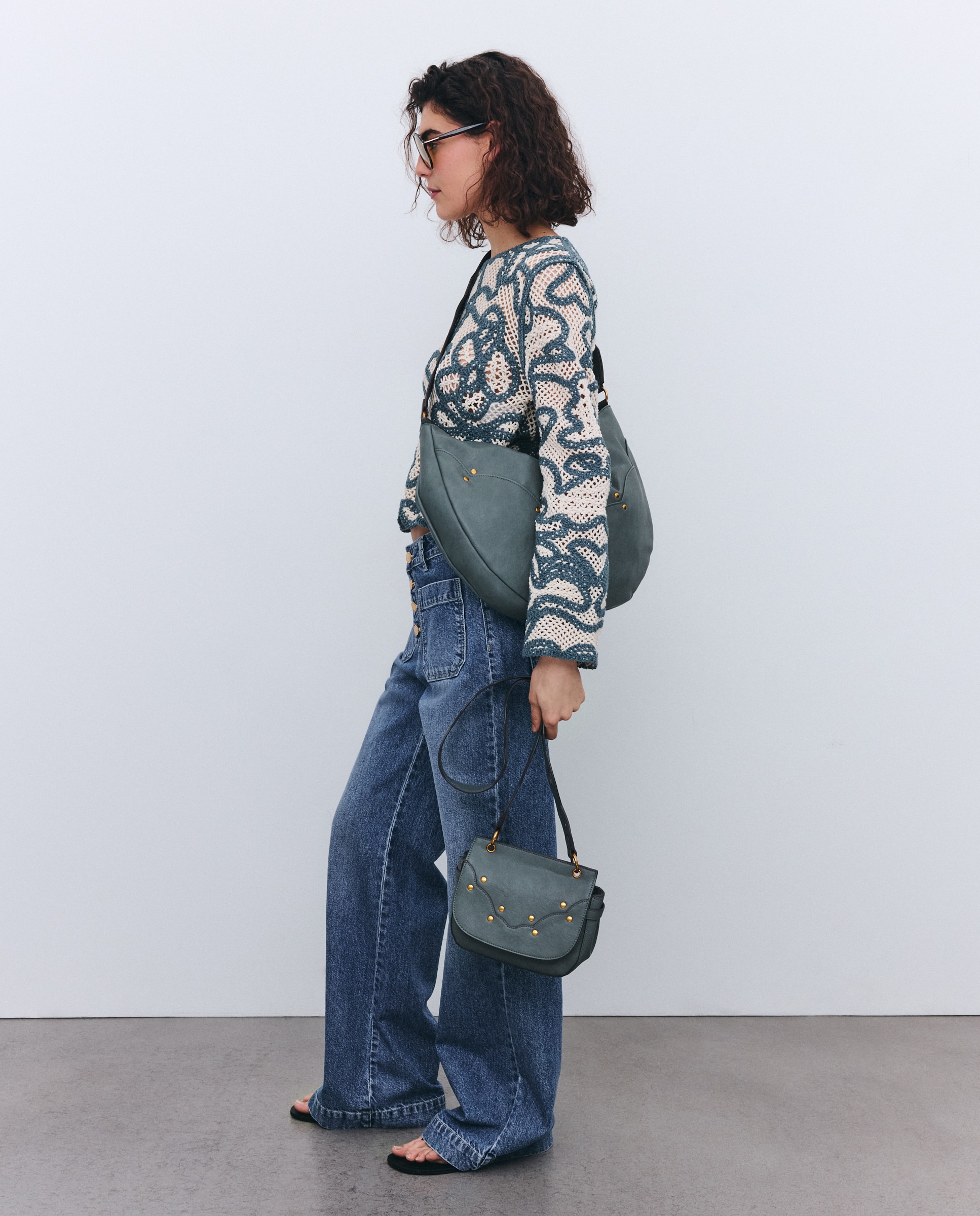 Mala Crossbody com Detalhes na Alça 582 Verde Água-5