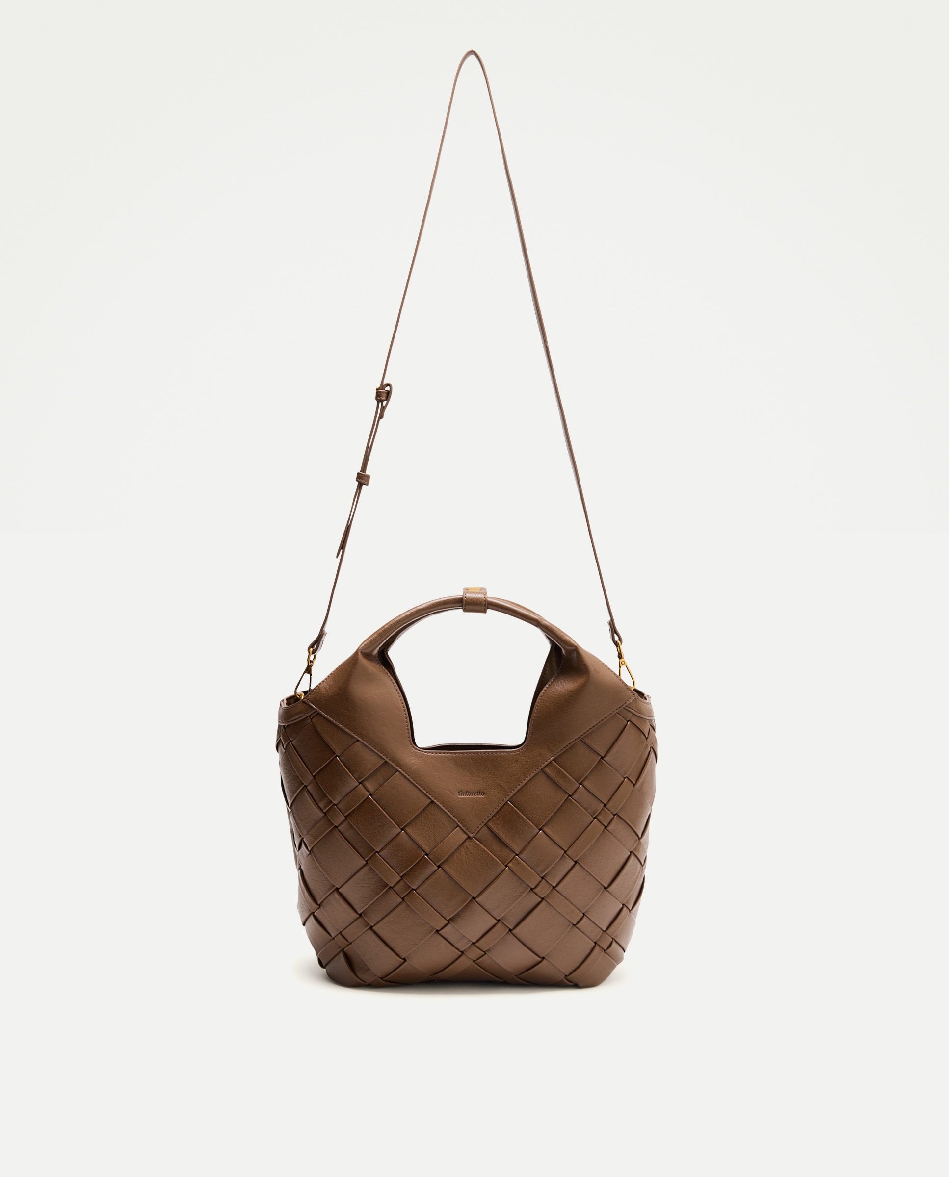 Mala Shopper com Entrançado Manual Castanho-1