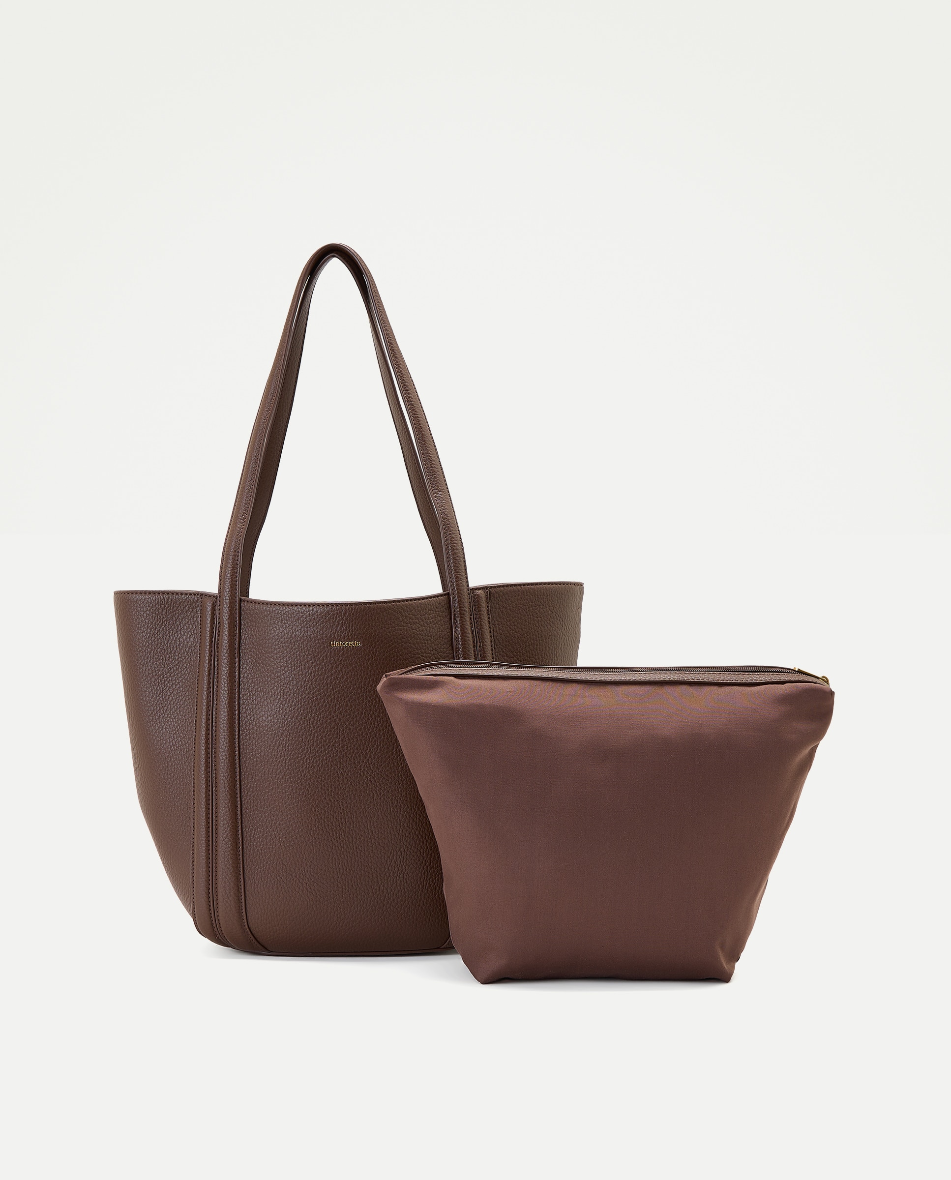 Bolso shopper con neceser interior - Tintoretto - Chocolate Chocolate-3