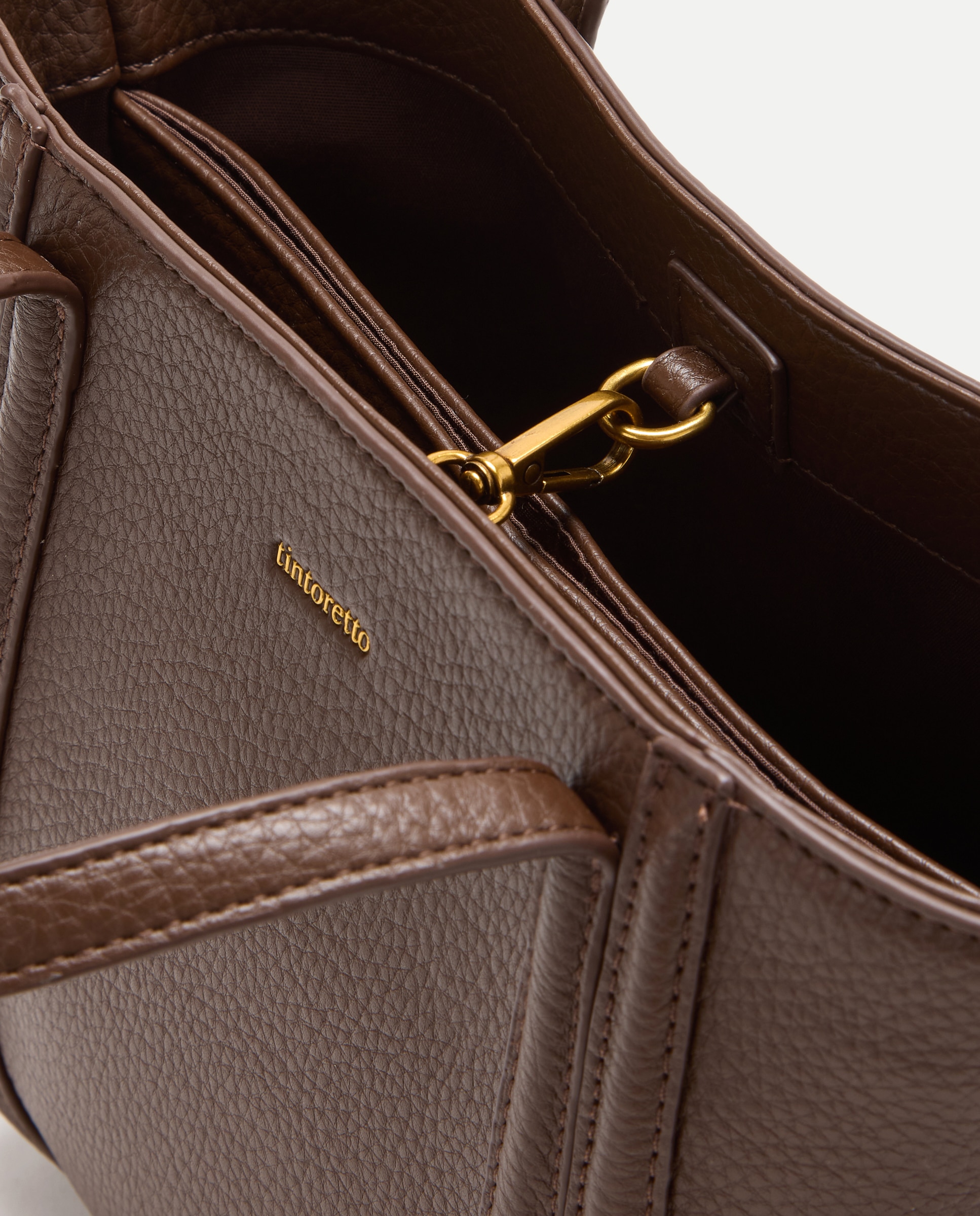 Bolso tipo bucket con asa larga - Tintoretto - Chocolate Chocolate-4