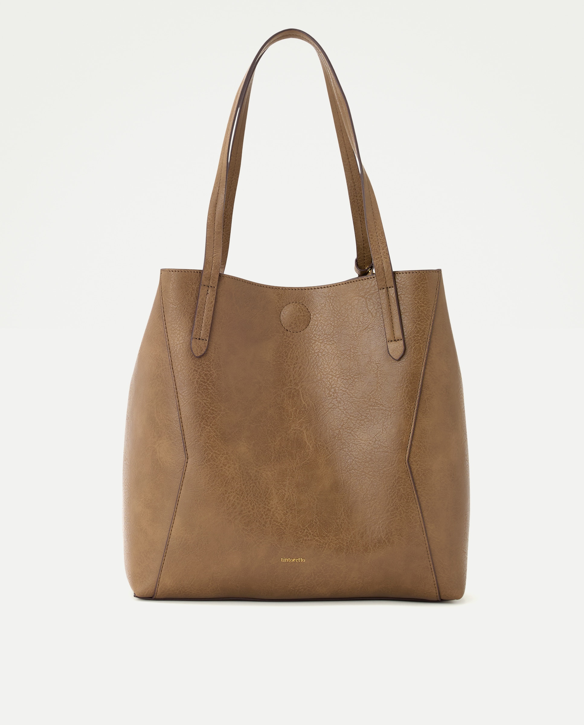 Bolso shopper efecto piel doble color - Tintoretto - Beige Beige-1