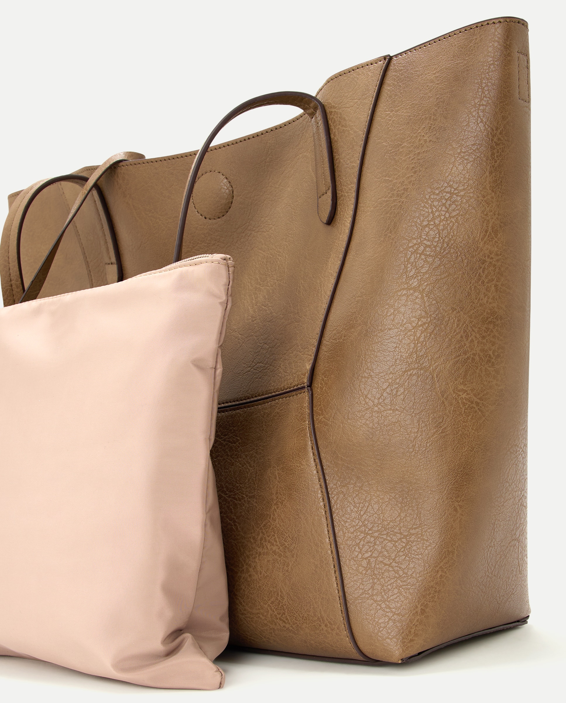 Bolso shopper efecto piel doble color - Tintoretto - Beige Beige-5