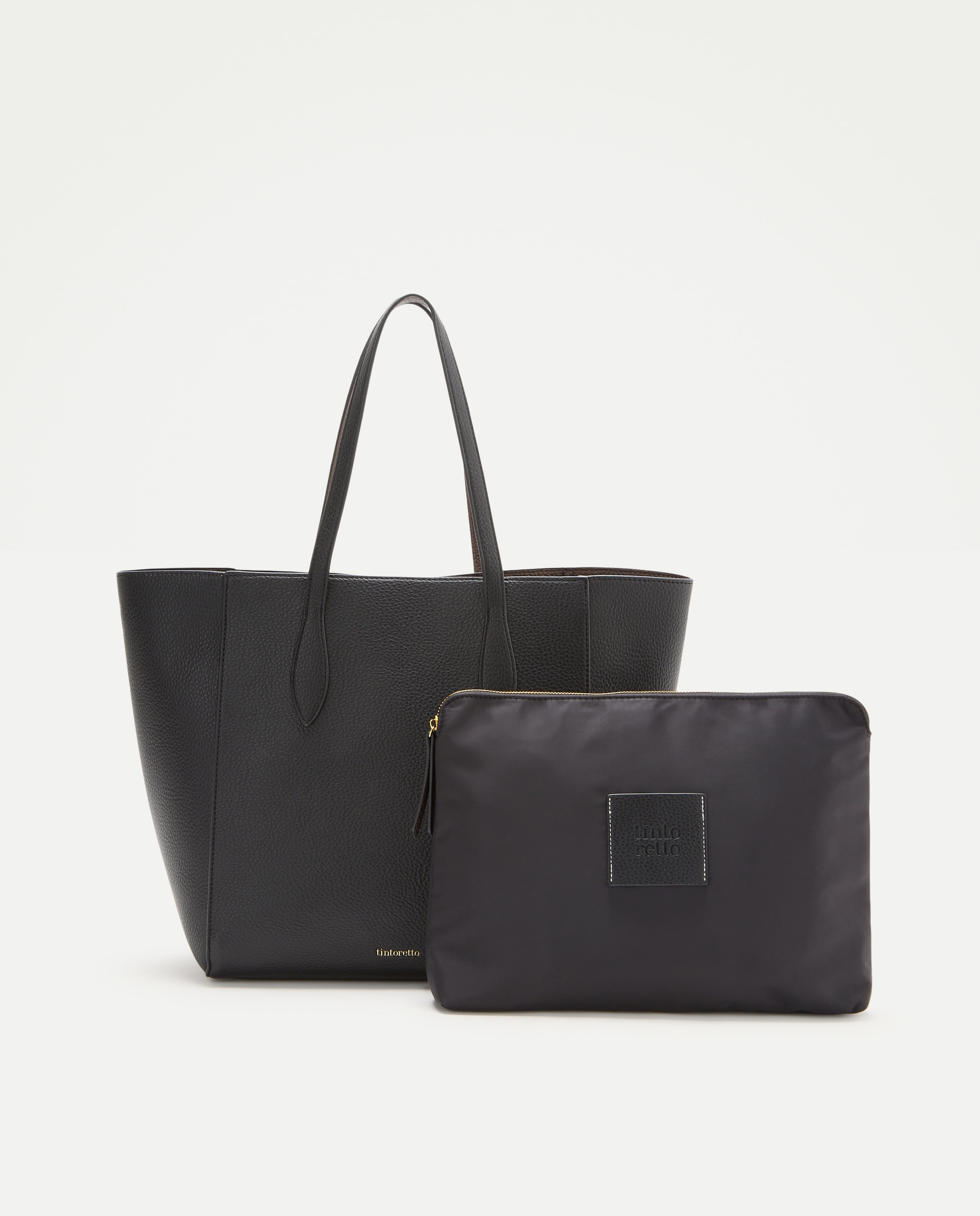 Bolso shopper reversible con funda de ordenador - Tintoretto - Negro Negro-3