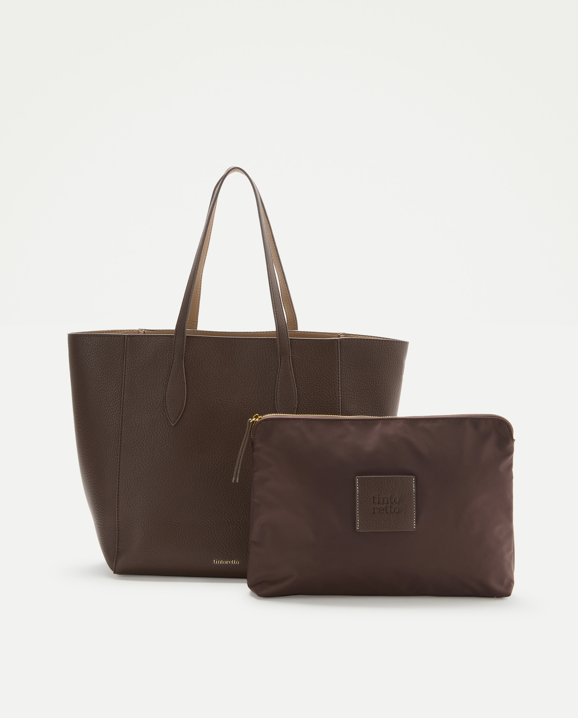 Bolso shopper reversible con funda de ordenador - Tintoretto - Chocolate Chocolate-3