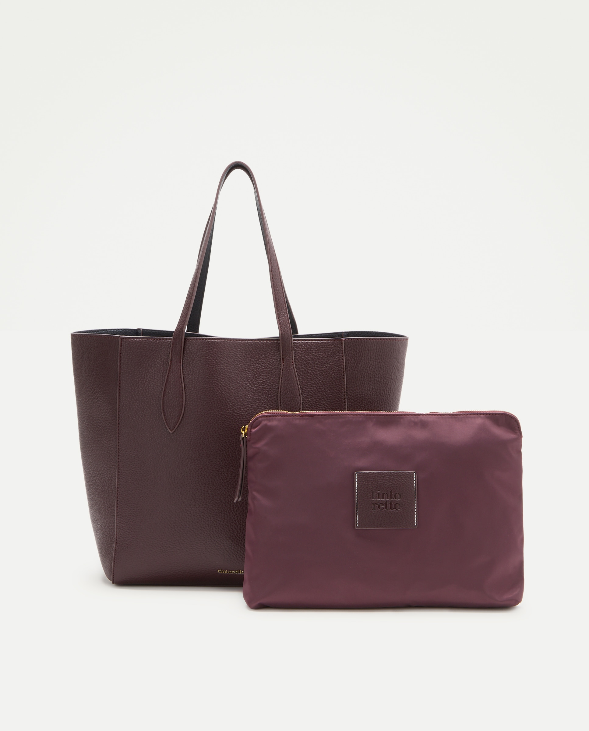 Bolso shopper reversible con funda de ordenador - Tintoretto - Burdeos Burdeos-3