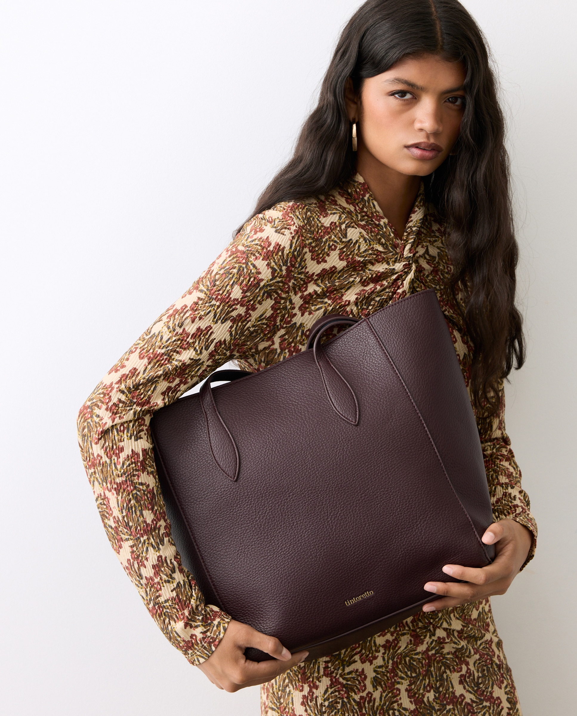 Bolso shopper reversible con funda de ordenador - Tintoretto - Burdeos Burdeos-6