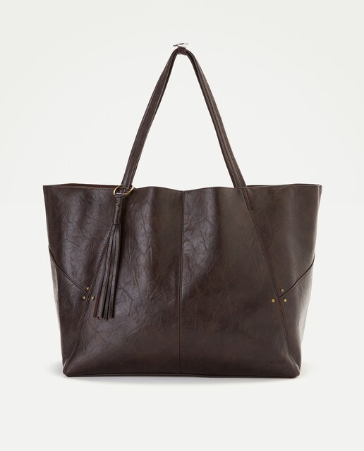 Bolso shopper maxi  efecto piel con pompón