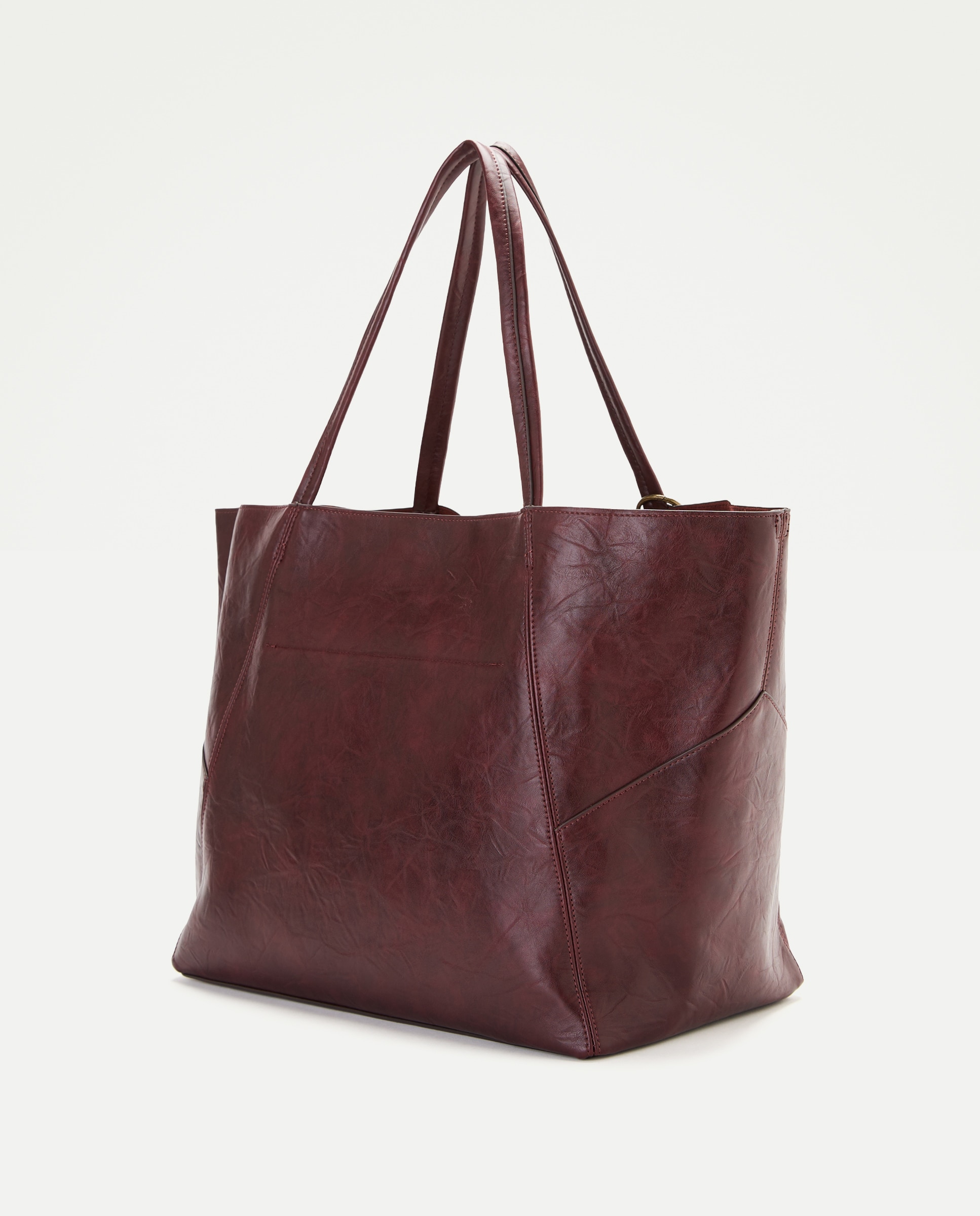 Mala Shopper Grande com Efeito de Pele e Pompom Bordeaux-2