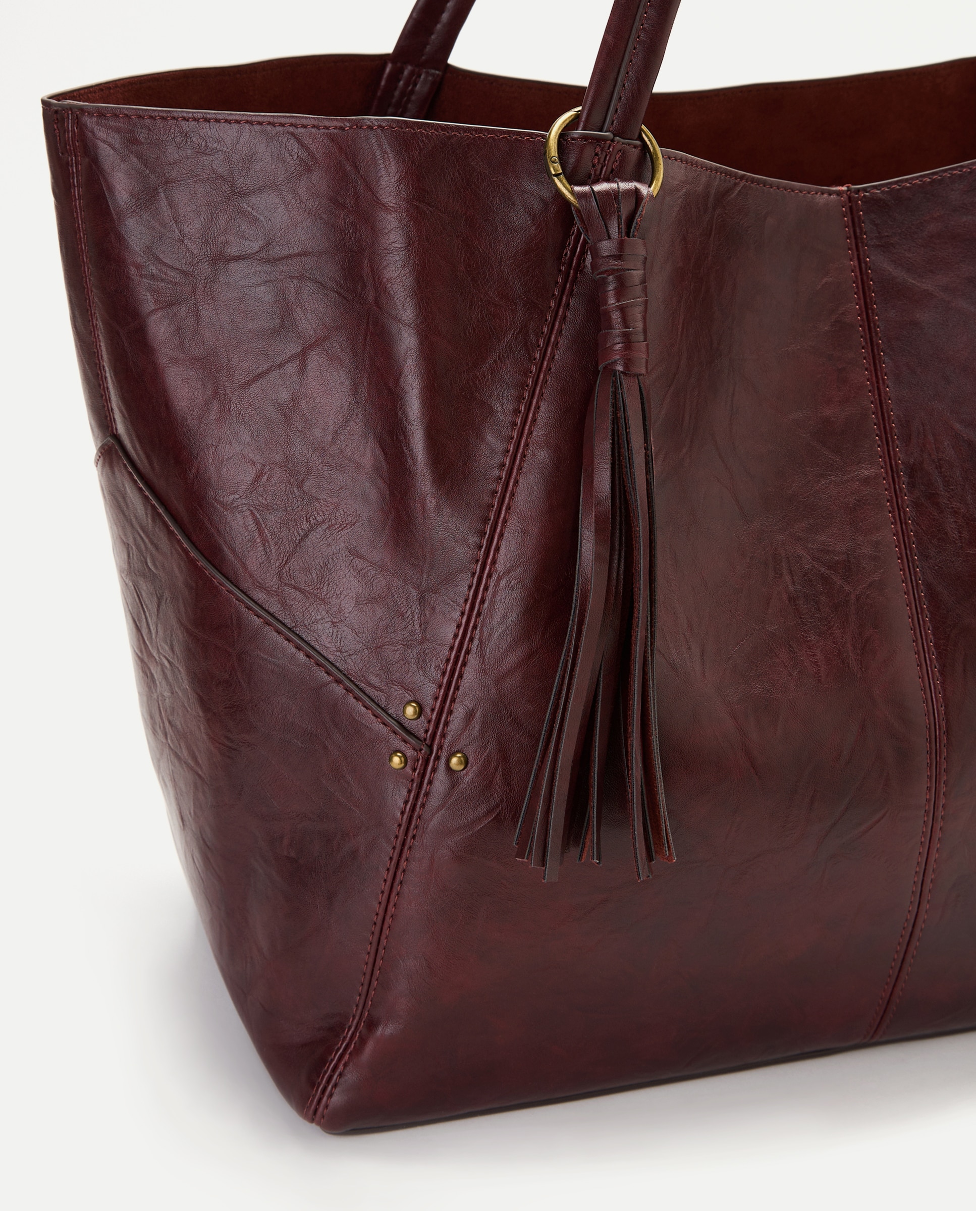 Mala Shopper Grande com Efeito de Pele e Pompom Bordeaux-3