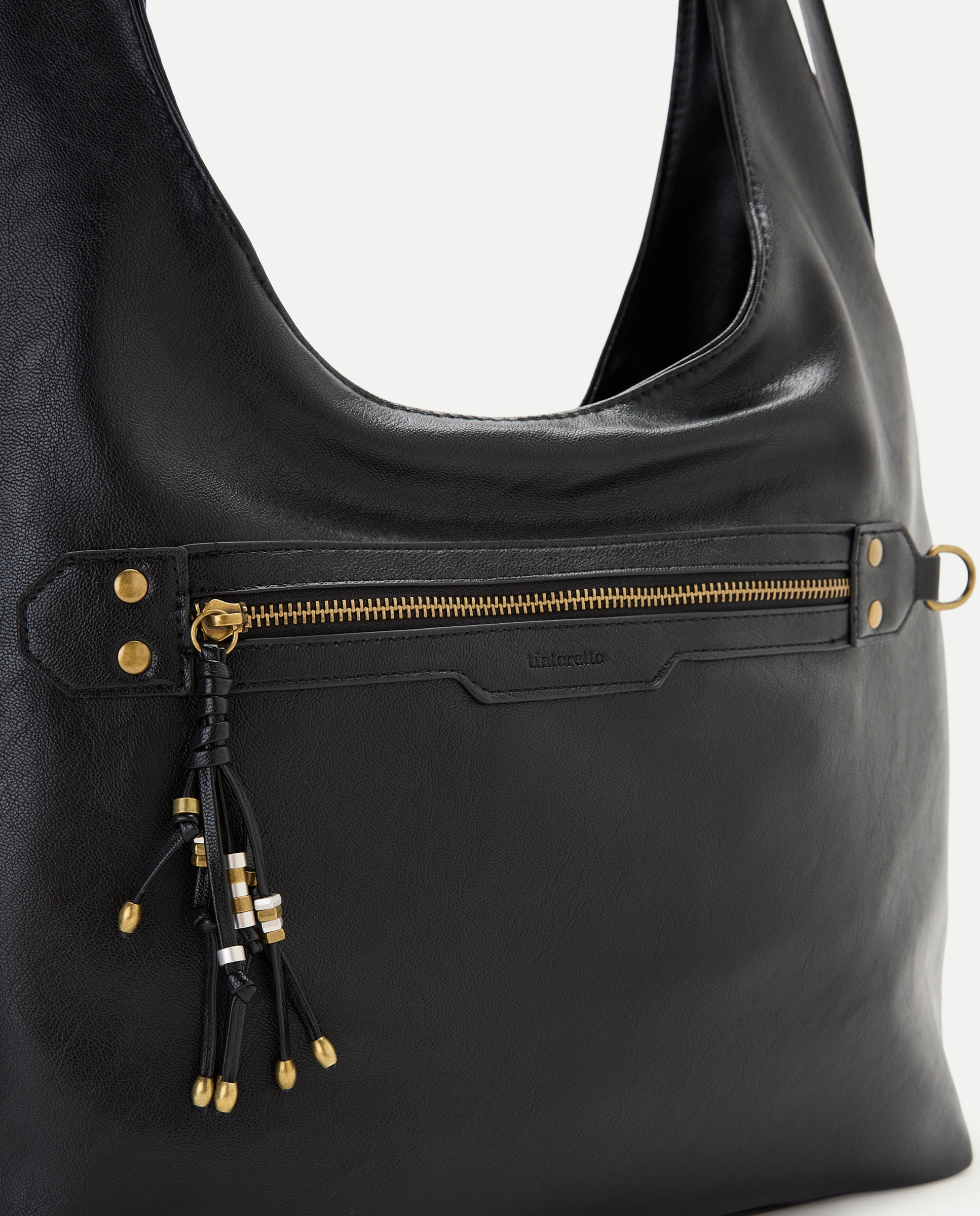 Bolso de hombro efecto piel con cremallera - Tintoretto - Negro Negro-3
