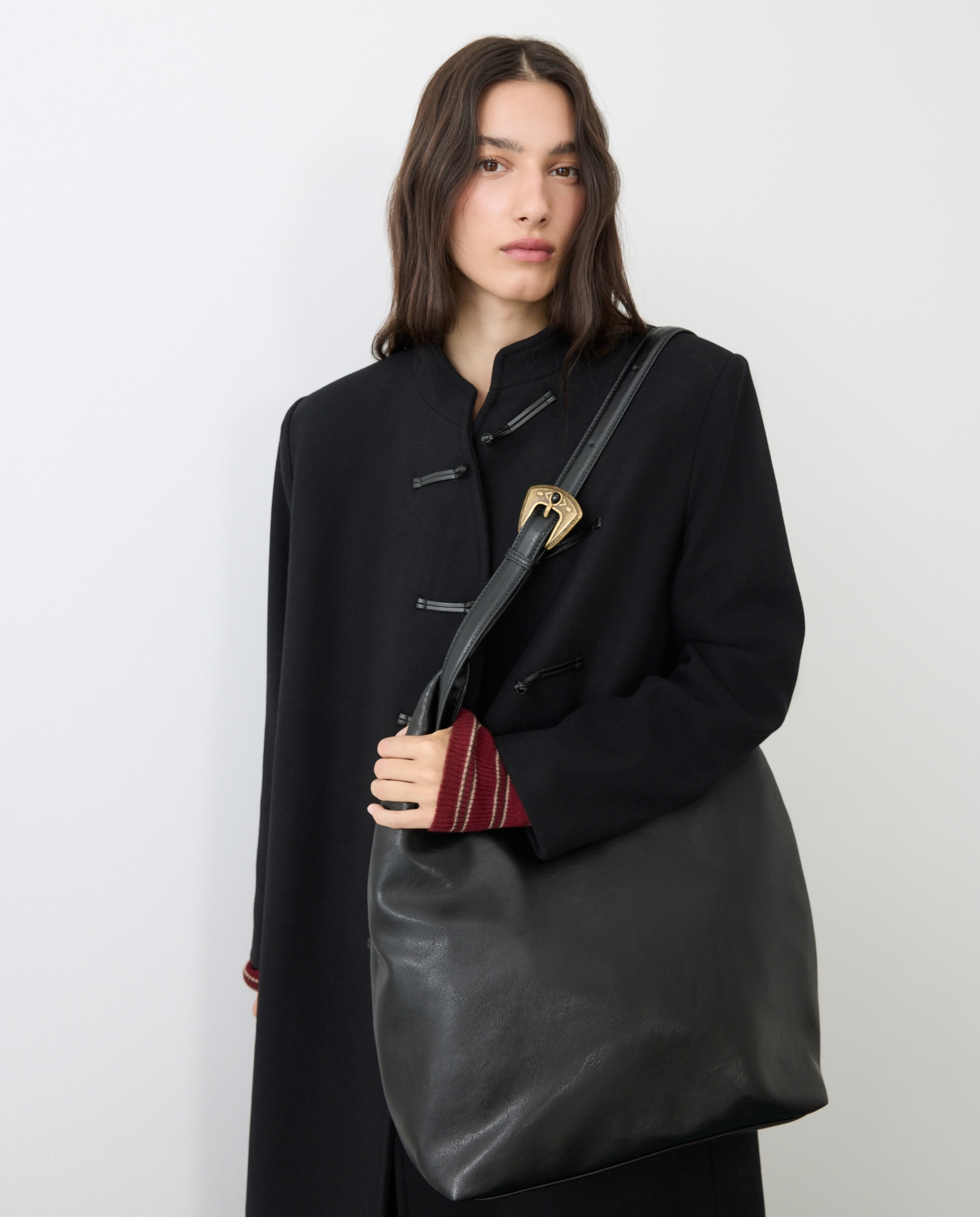Bolso de hombro efecto piel con cremallera - Tintoretto - Negro Negro-6
