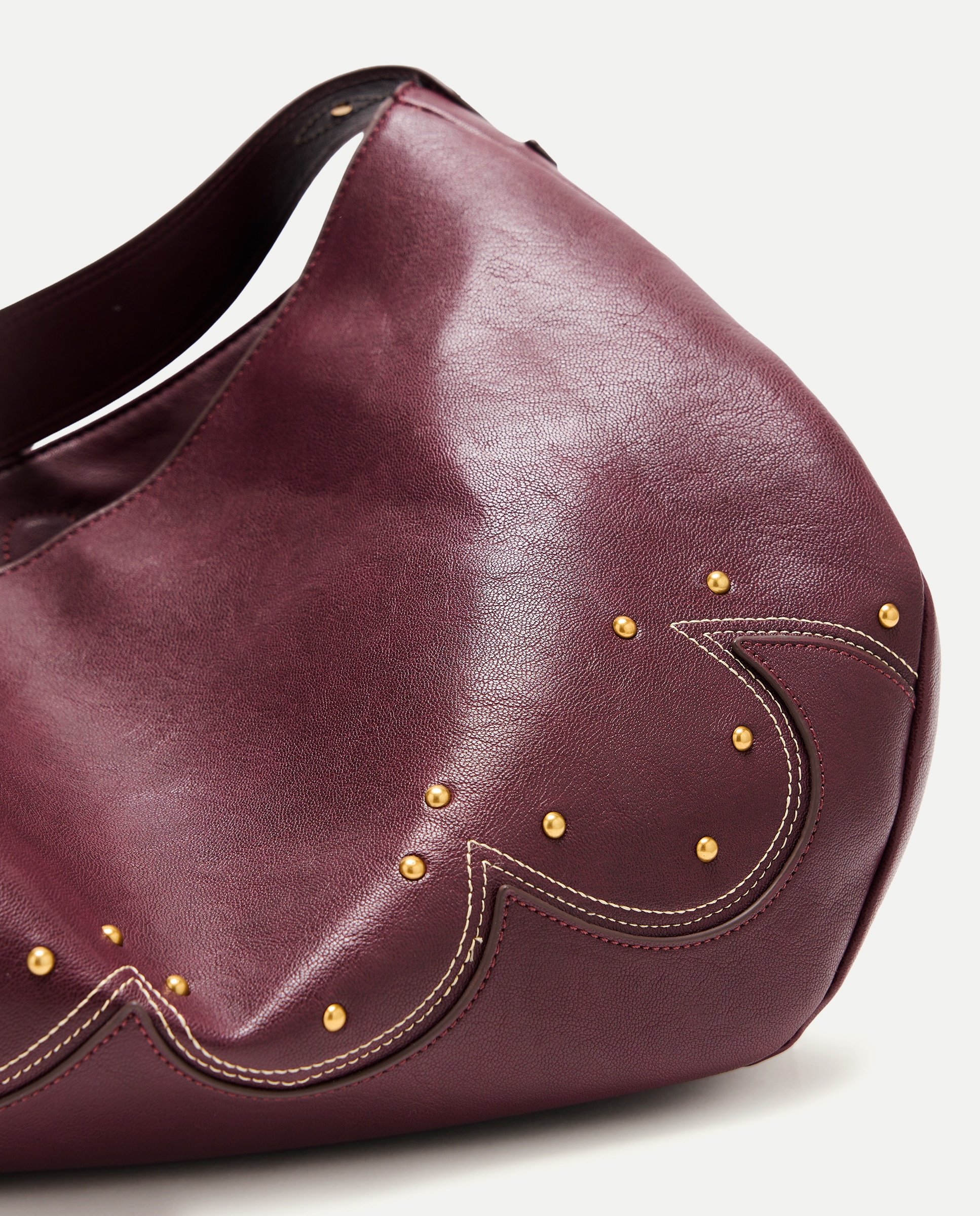 Mala de Ombro com Costuras e Mini Tachas Bordeaux-4
