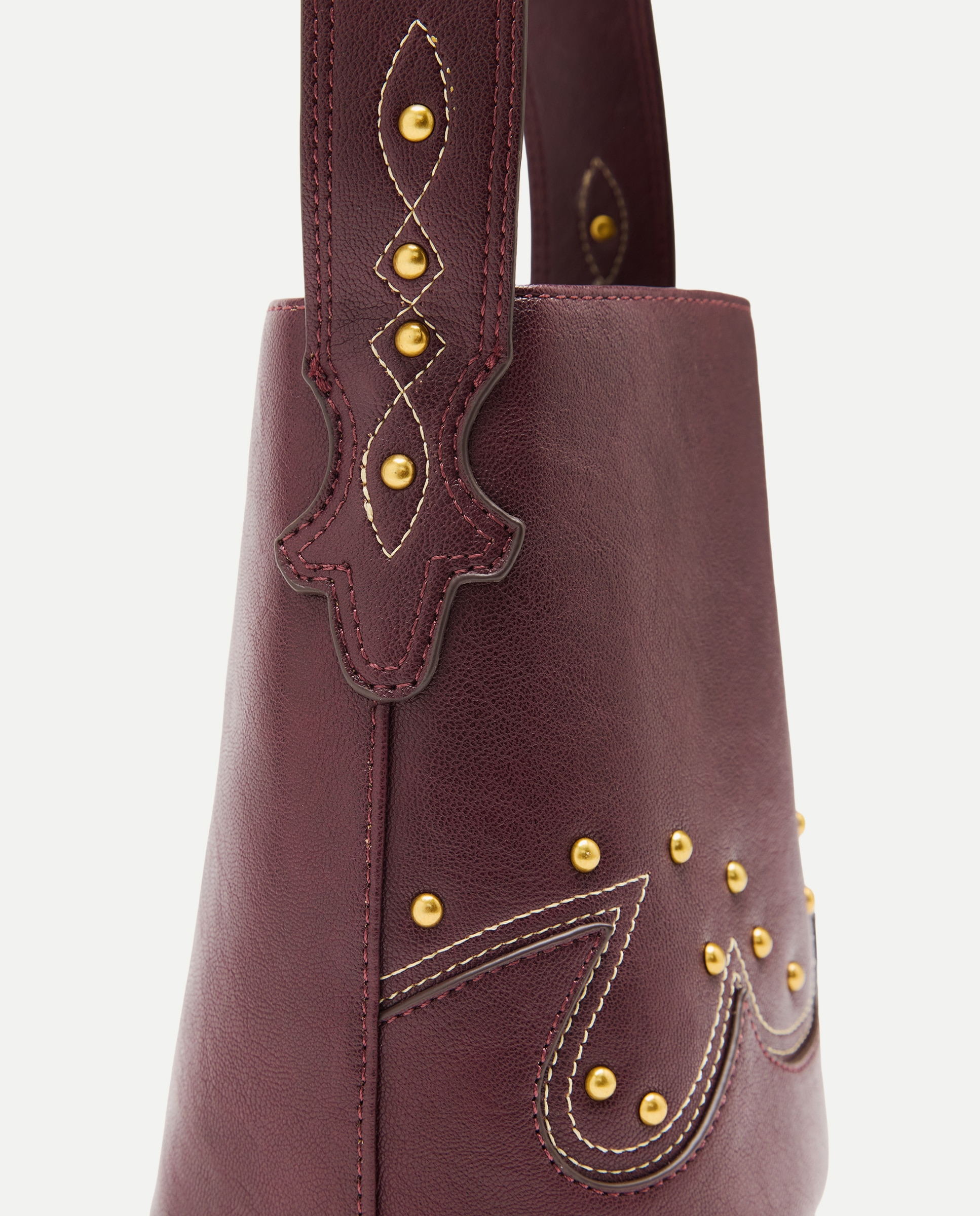 Mala Bucket com Costuras e Mini Tachas Bordeaux-3