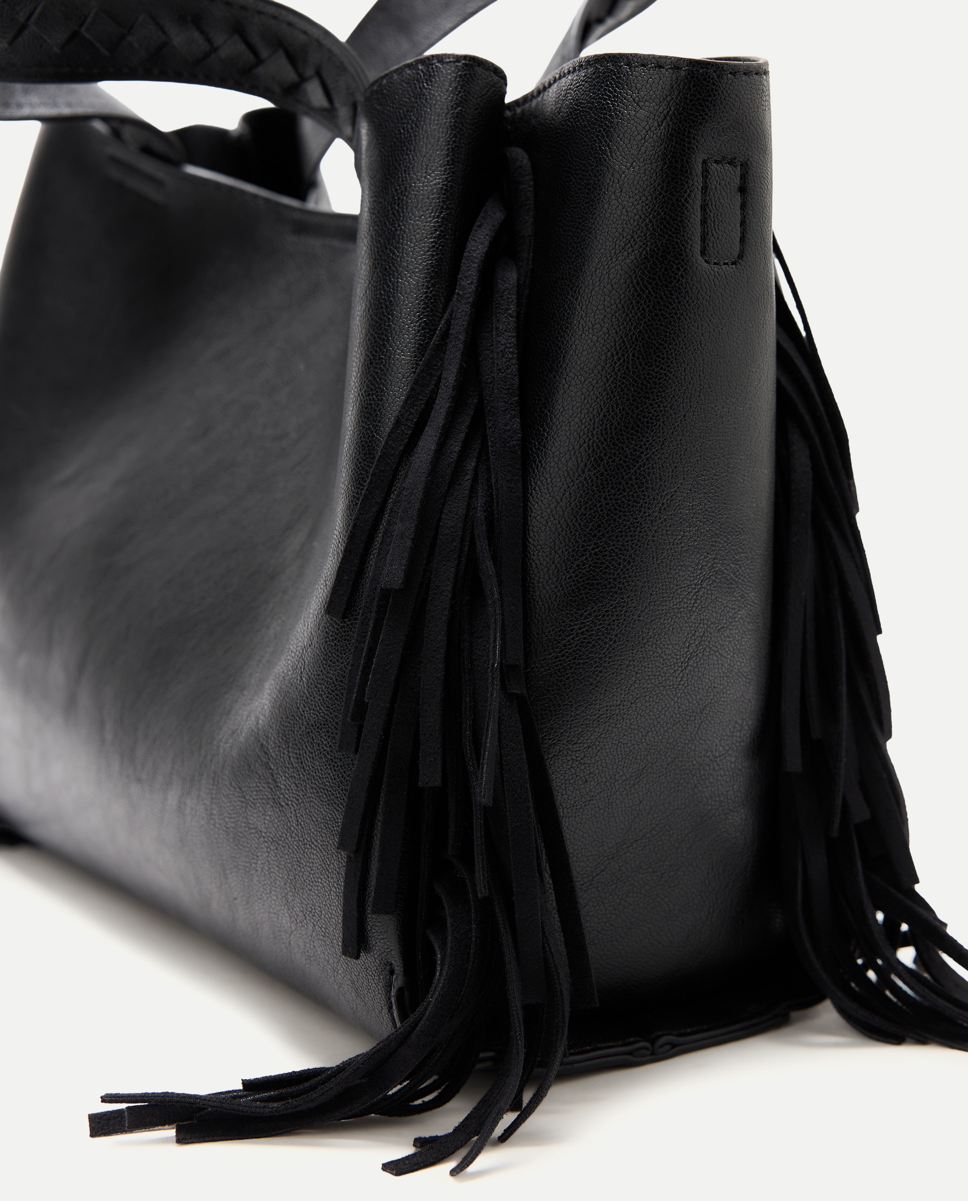 Mala Shopper com Franjas e Alça Amovível Preto-3