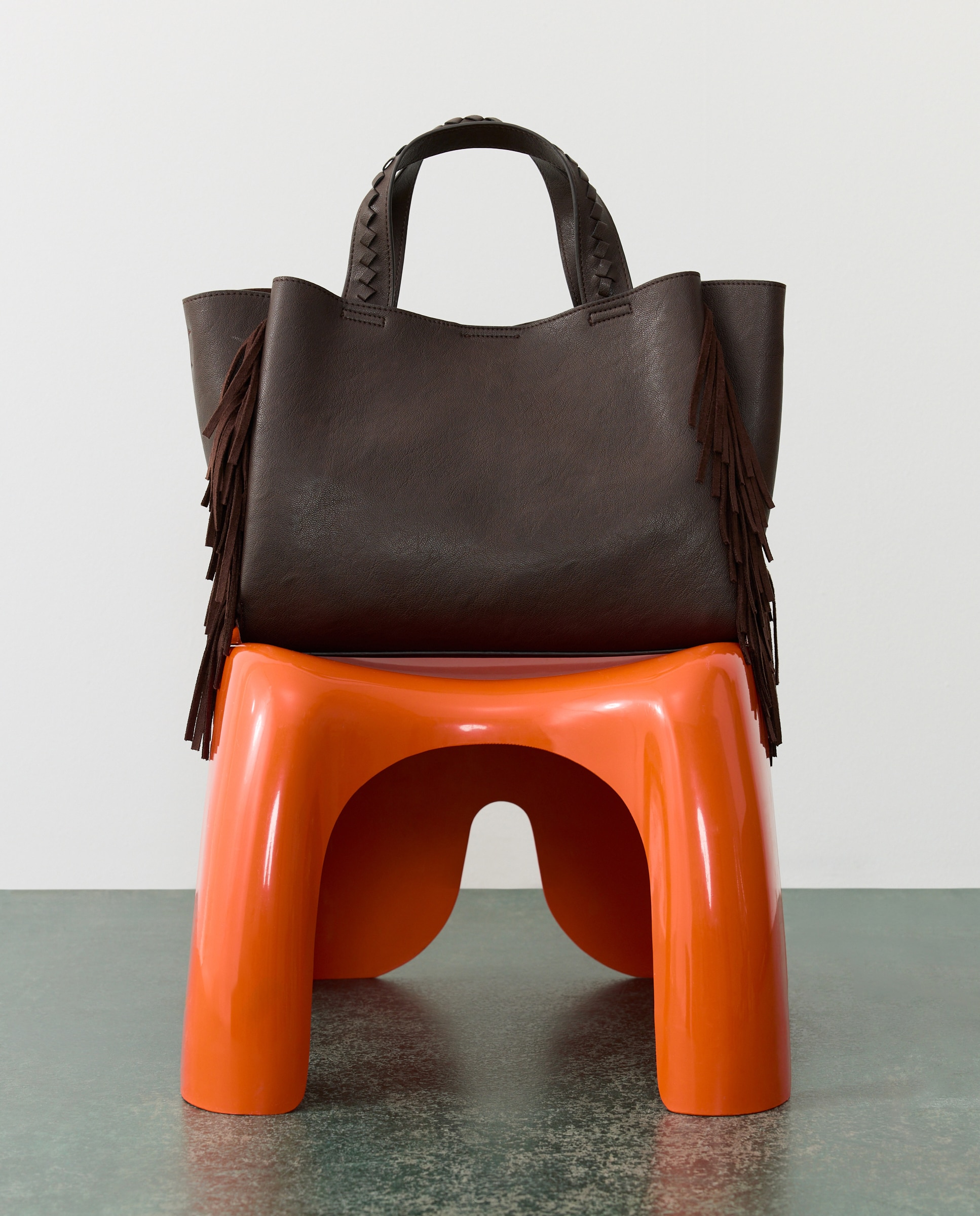Bolso shopper con flecos y asa extraible - Tintoretto - Chocolate Chocolate-5