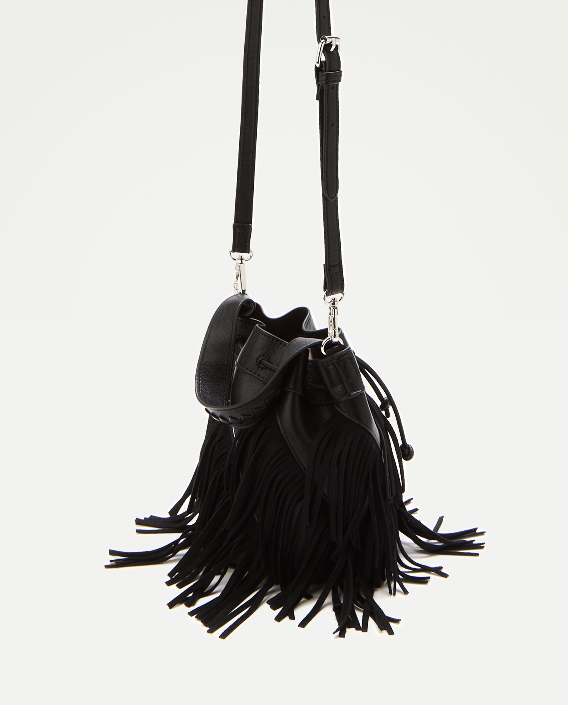 Bolso bucket con flecos - Tintoretto - Negro Negro-2