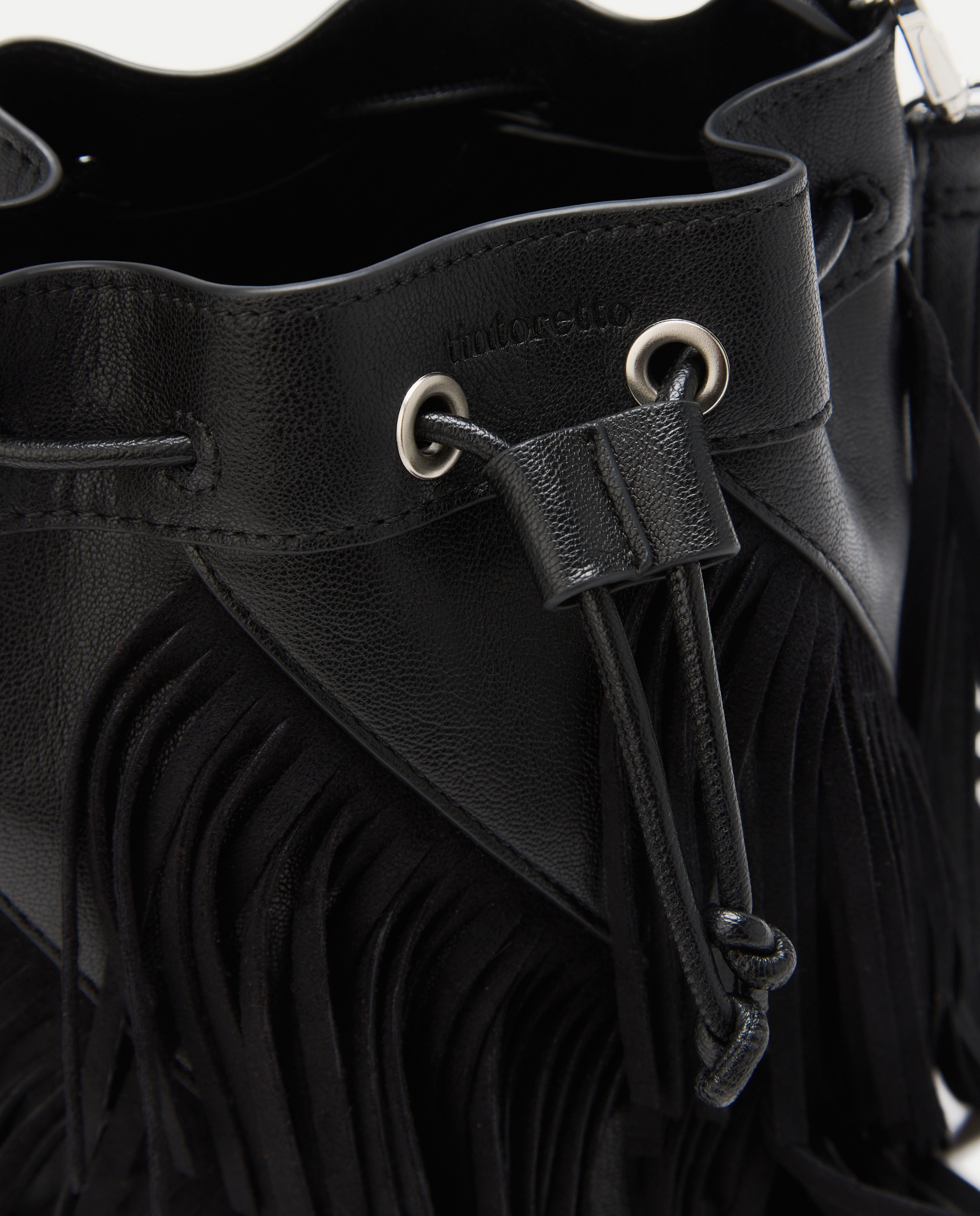 Bolso bucket con flecos - Tintoretto - Negro Negro-3